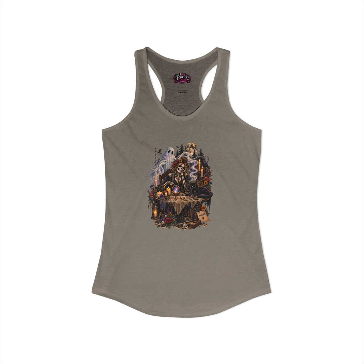 Ghost, Skeleton and Black Cat Read Tarot Cards Tank