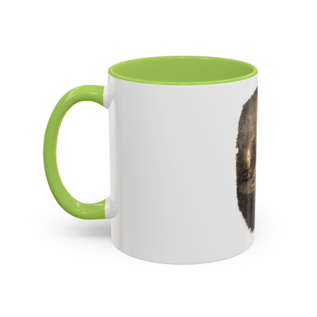 Tarot Cat Accent Coffee Mug — Witchy Black Cat with Tarot Cards