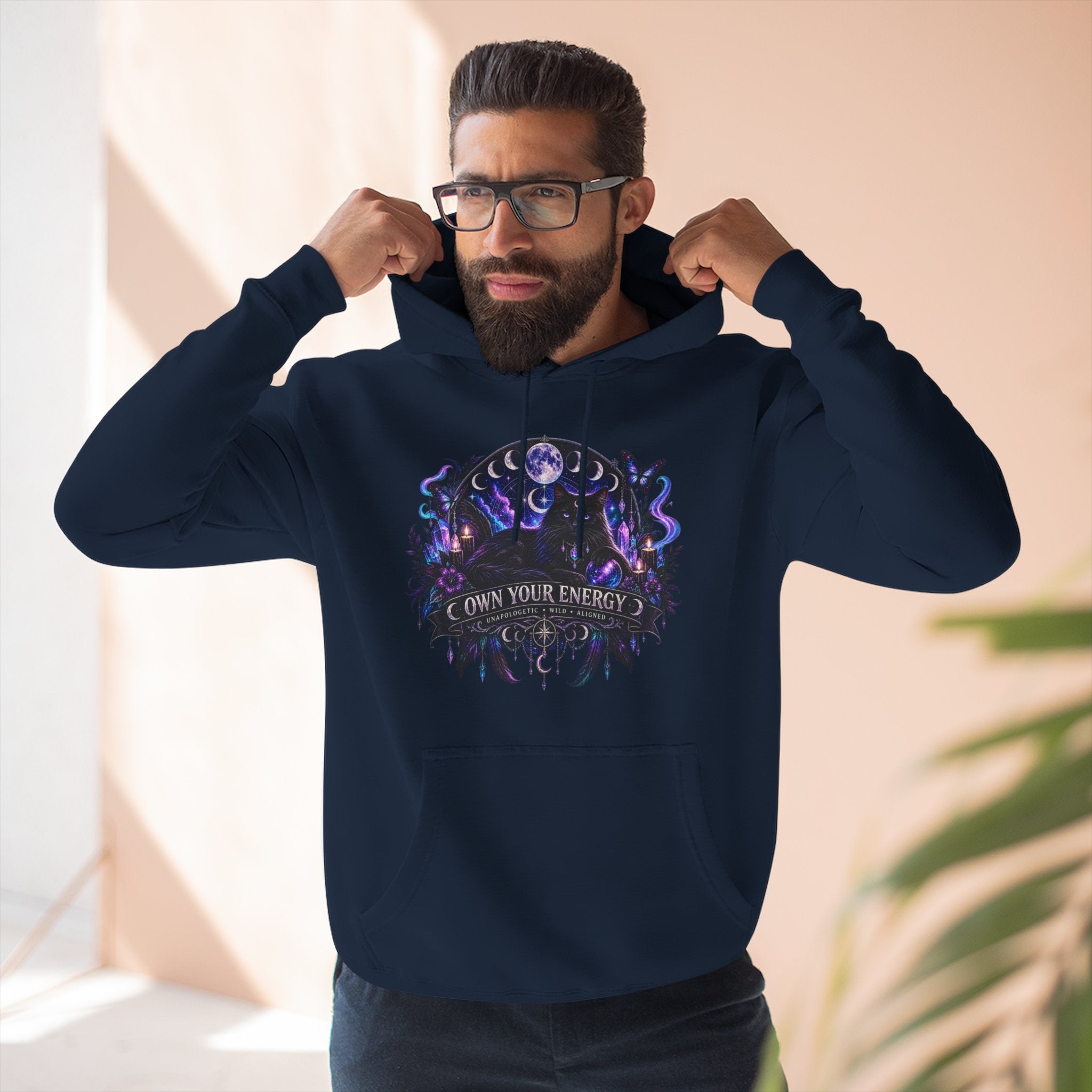 Mystical Black Cat Fleece Hoodie