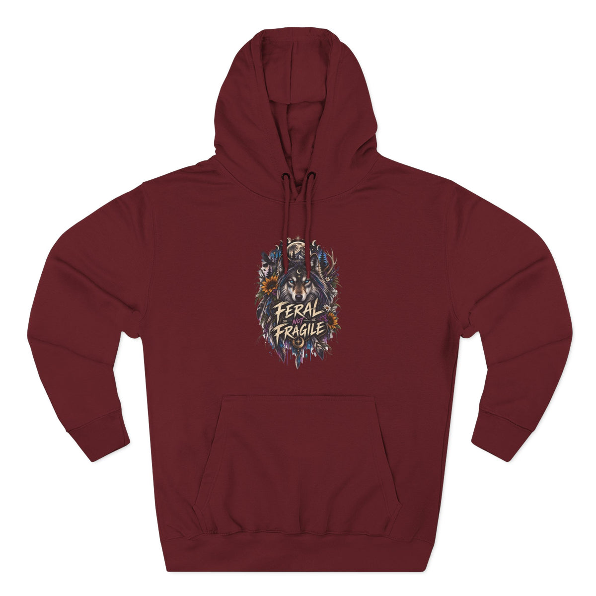 Feral not Fragile Wolf Graphic Hoodie — Wildlife-Inspired Comfort Pullover
