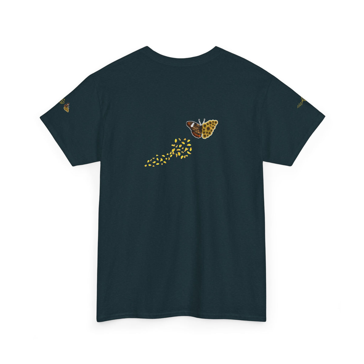 Sunflower Kitten Tee | Butterfly Accent, Floral Cat Shirt
