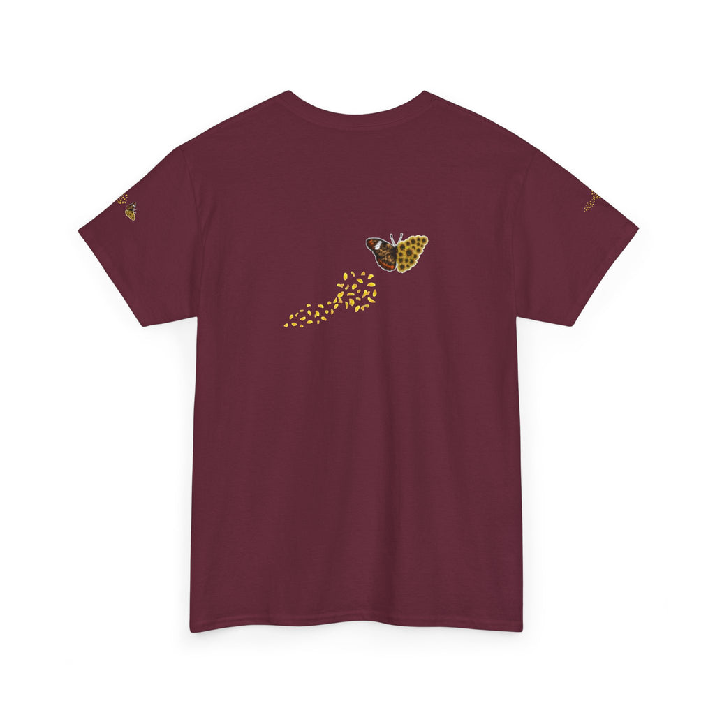 Sunflower Kitten Tee | Butterfly Accent, Floral Cat Shirt