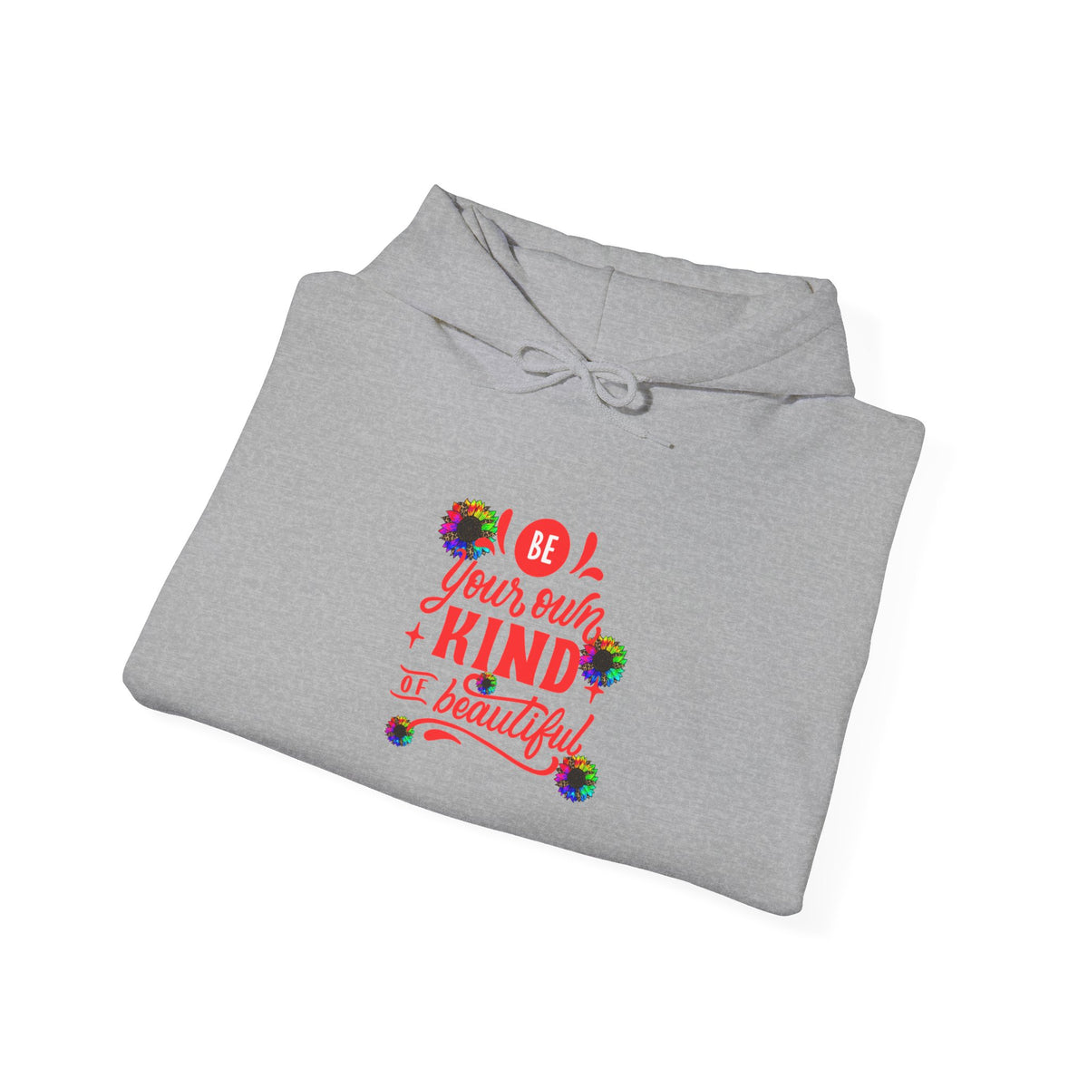 Inspirational Floral Hoodie – "Your Smile is Kind & Beautiful" Rainbow Sunflower Cozy Pullover