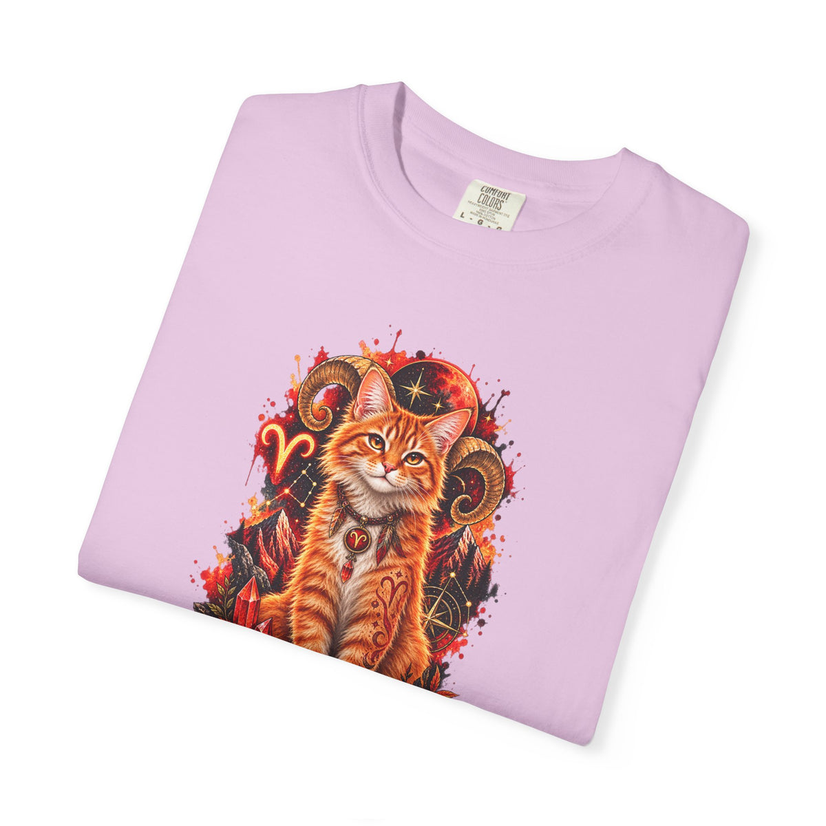 Aries Orange Tabby Cat Zodiac T-Shirt — Fiery Astrological Graphic Tee