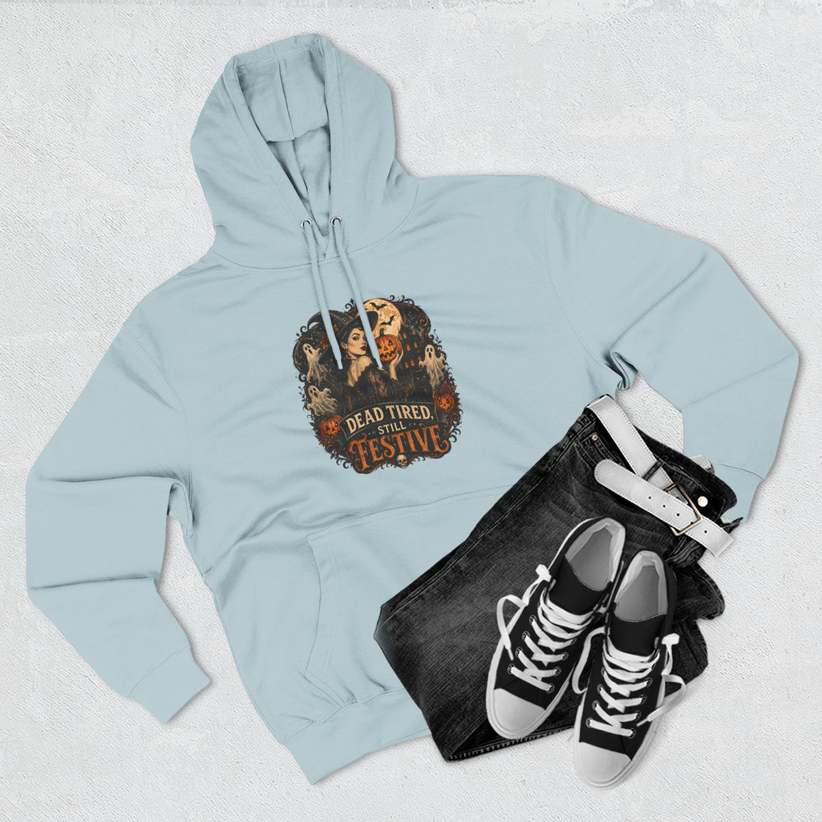 Dead Tired but Festive Hoodie — Funny Halloween Pullover