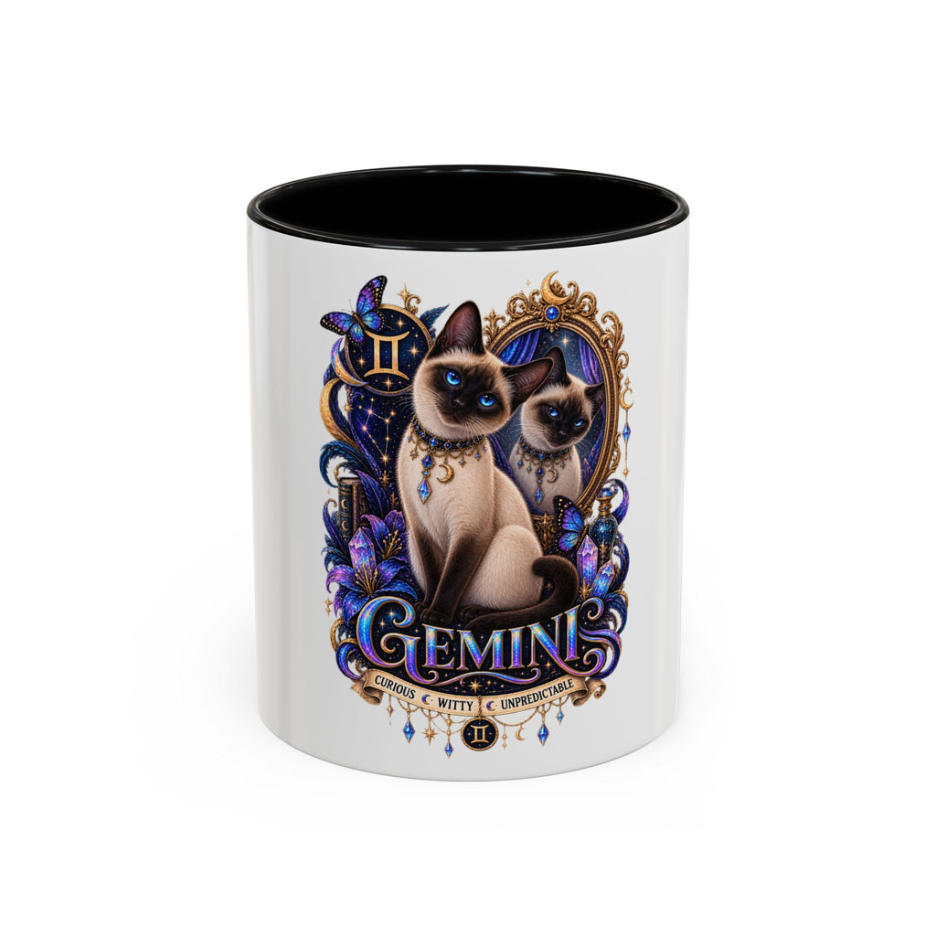 Gemini Zodiac Cat Coffee Mug — Siamese Astrology 11/15oz Accent Mug