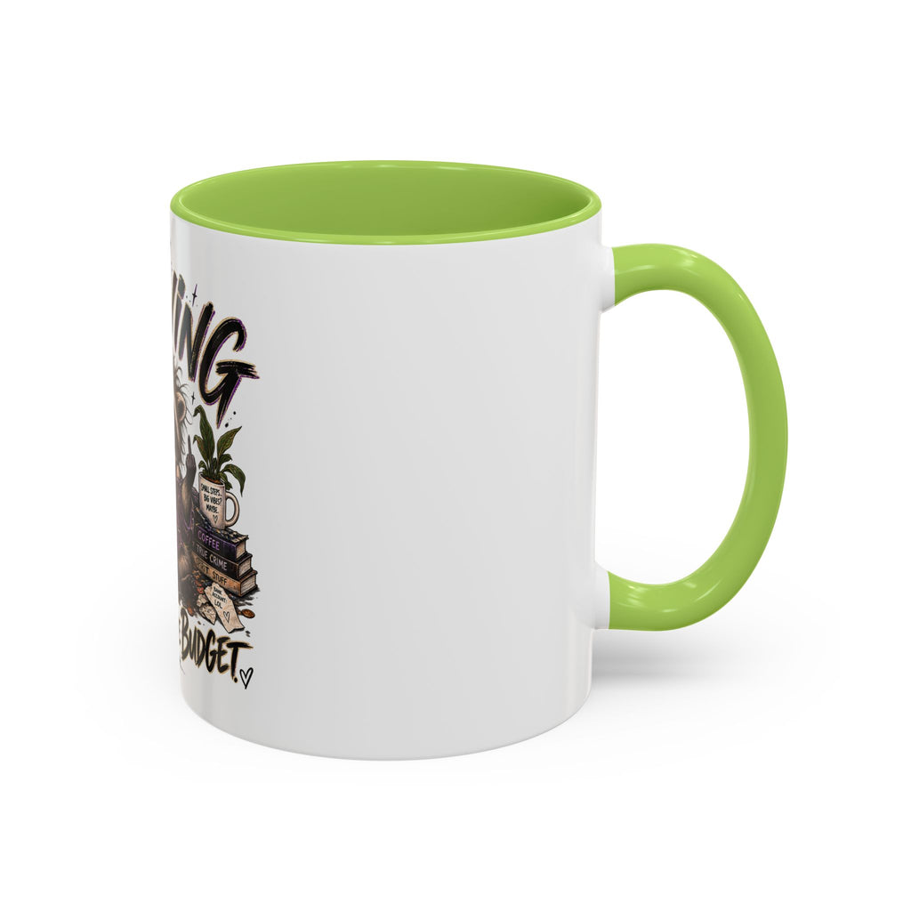 Thriving Raccoon Accent Coffee Mug — "Thriving Wasn't in the Budget" Funny Gift