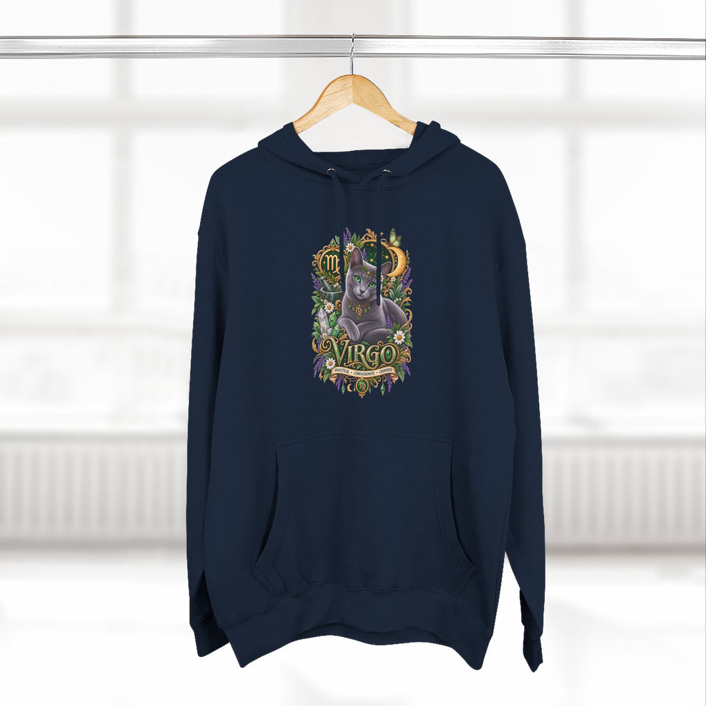 Virgo Russian Blue Cat Zodiac Hoodie — Astrological Virgo Horoscope Pullover
