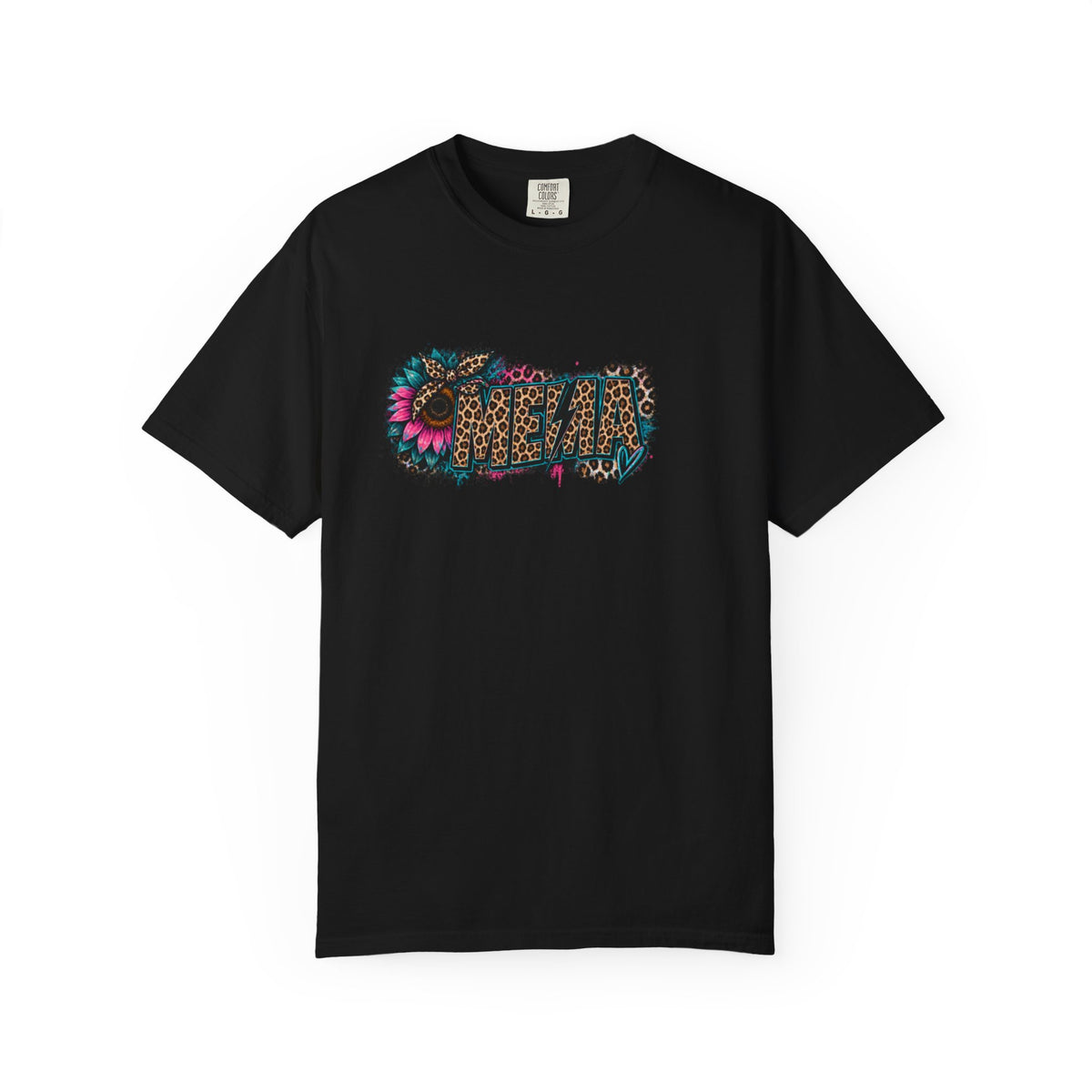 MEMA Leopard Floral Logo T-Shirt — Vintage Animal Print Graphic Tee