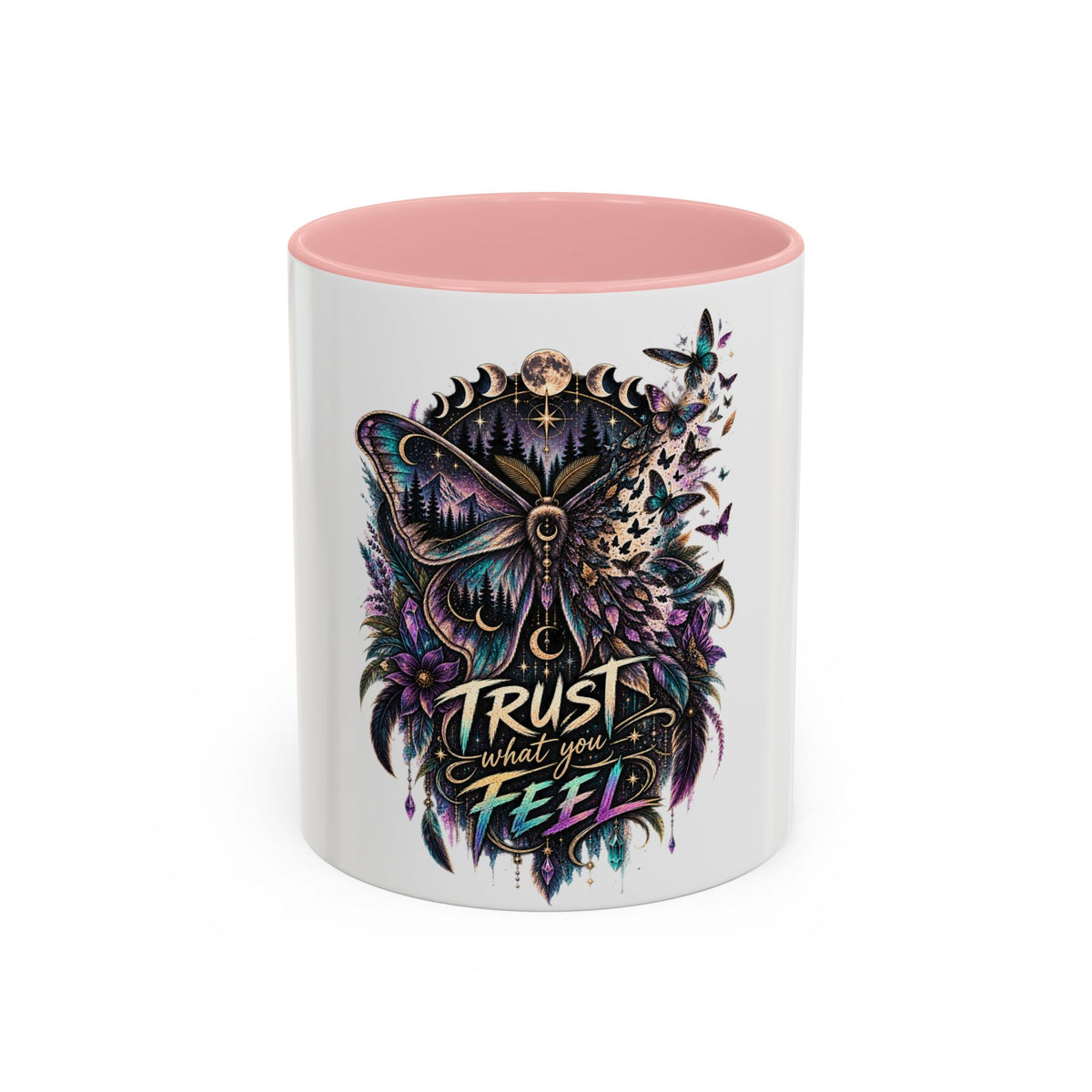 Trust What You Feel Moth Coffee Mug – Inspirational 11/15oz Accent Mug