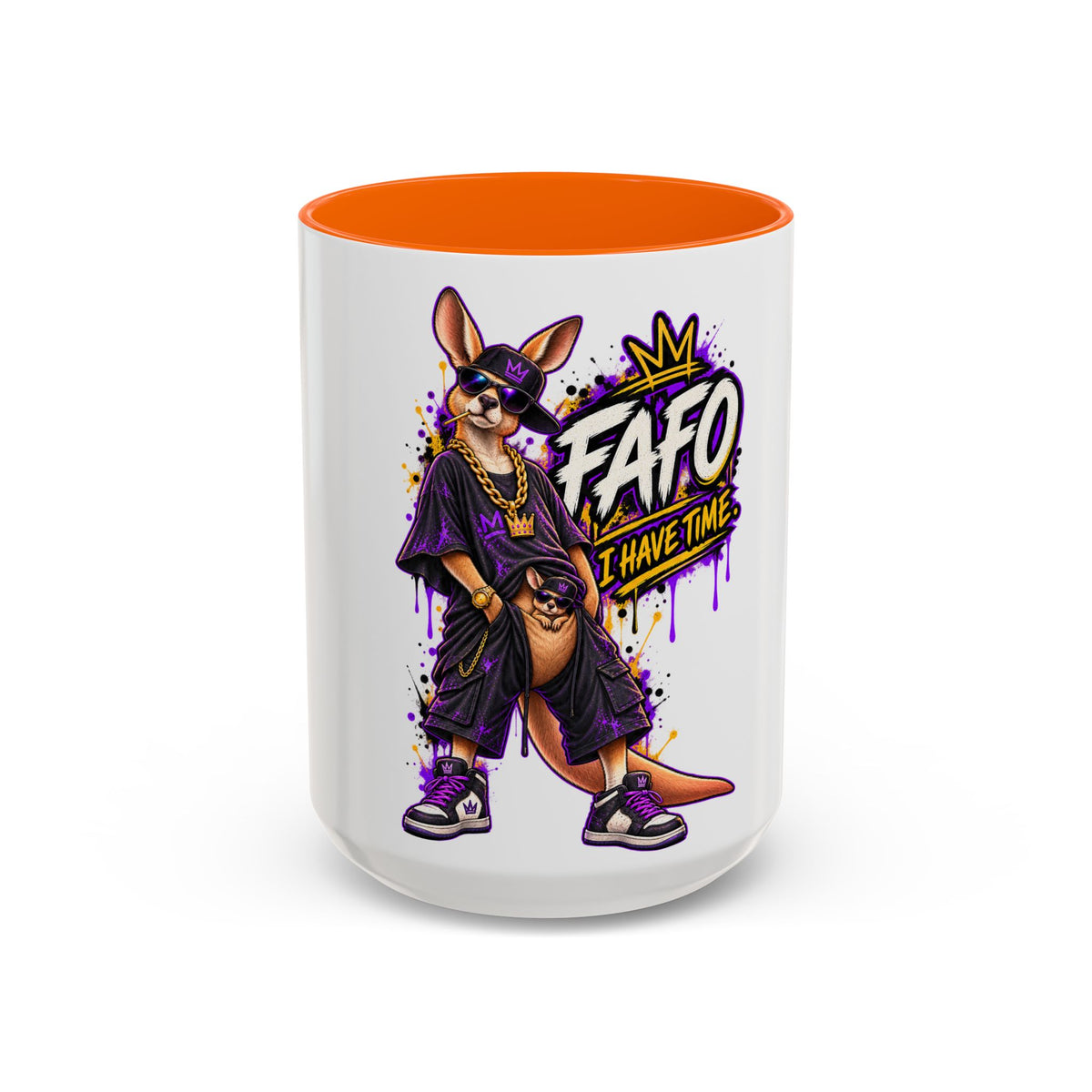 Kangaroo Streetwear Coffee Mug — "FAFO I Have Time" Accent Mug