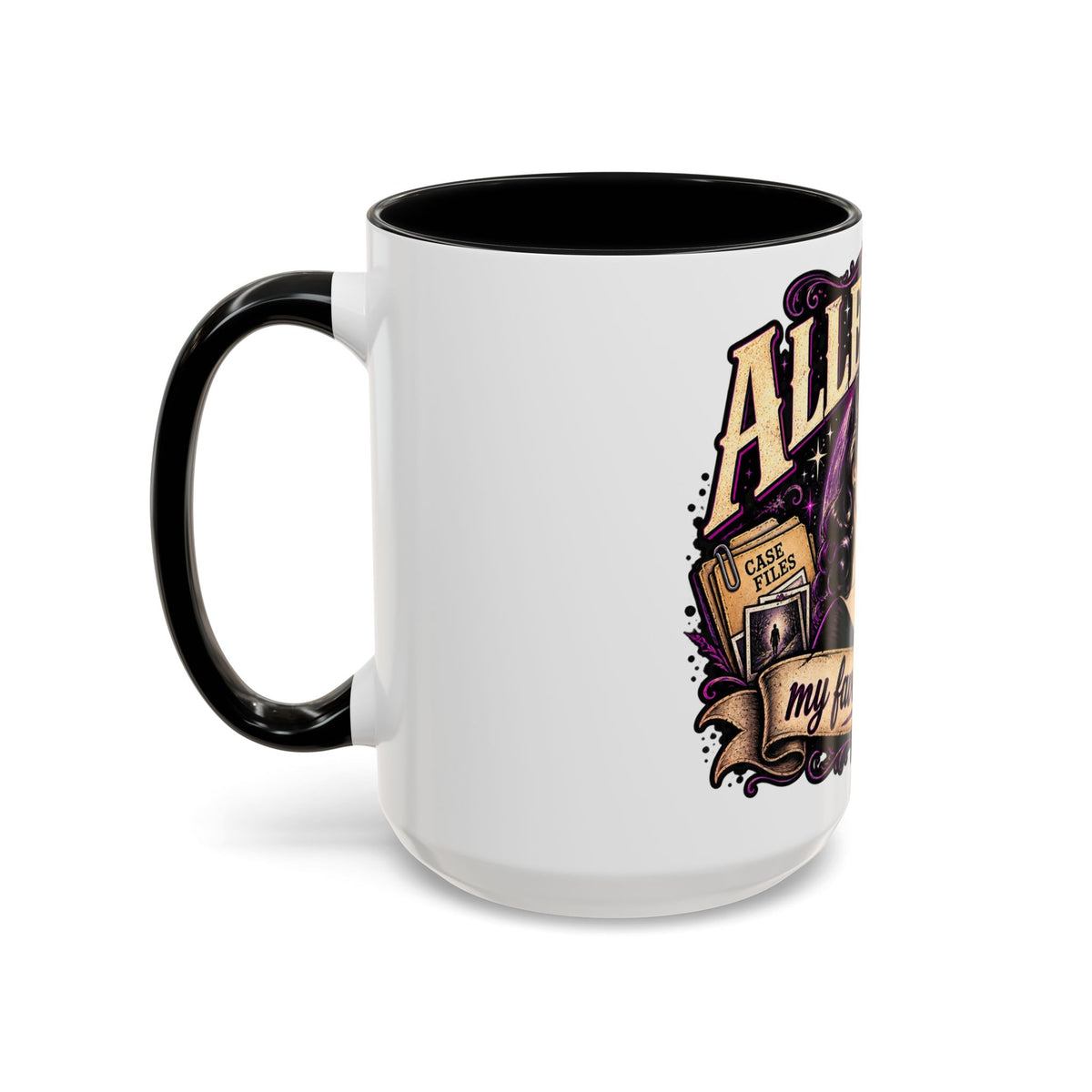 Allegedly Coffee Mug — Retro Pinup Mystery Design