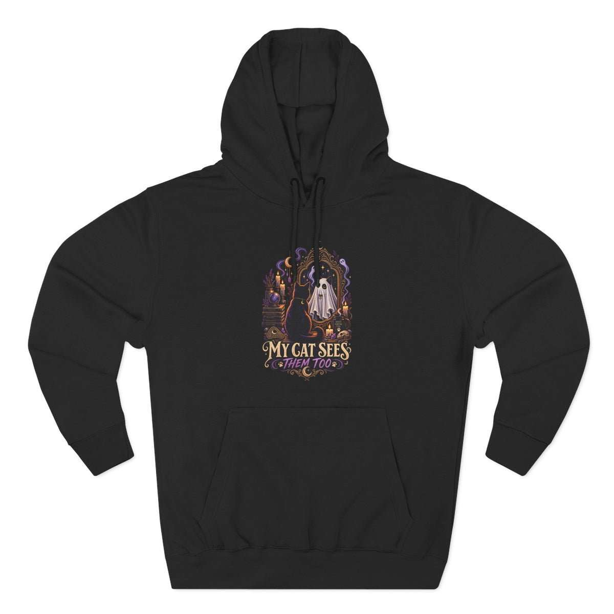 My Cat Sees Them Too- Black Cat Ghost Hoodie