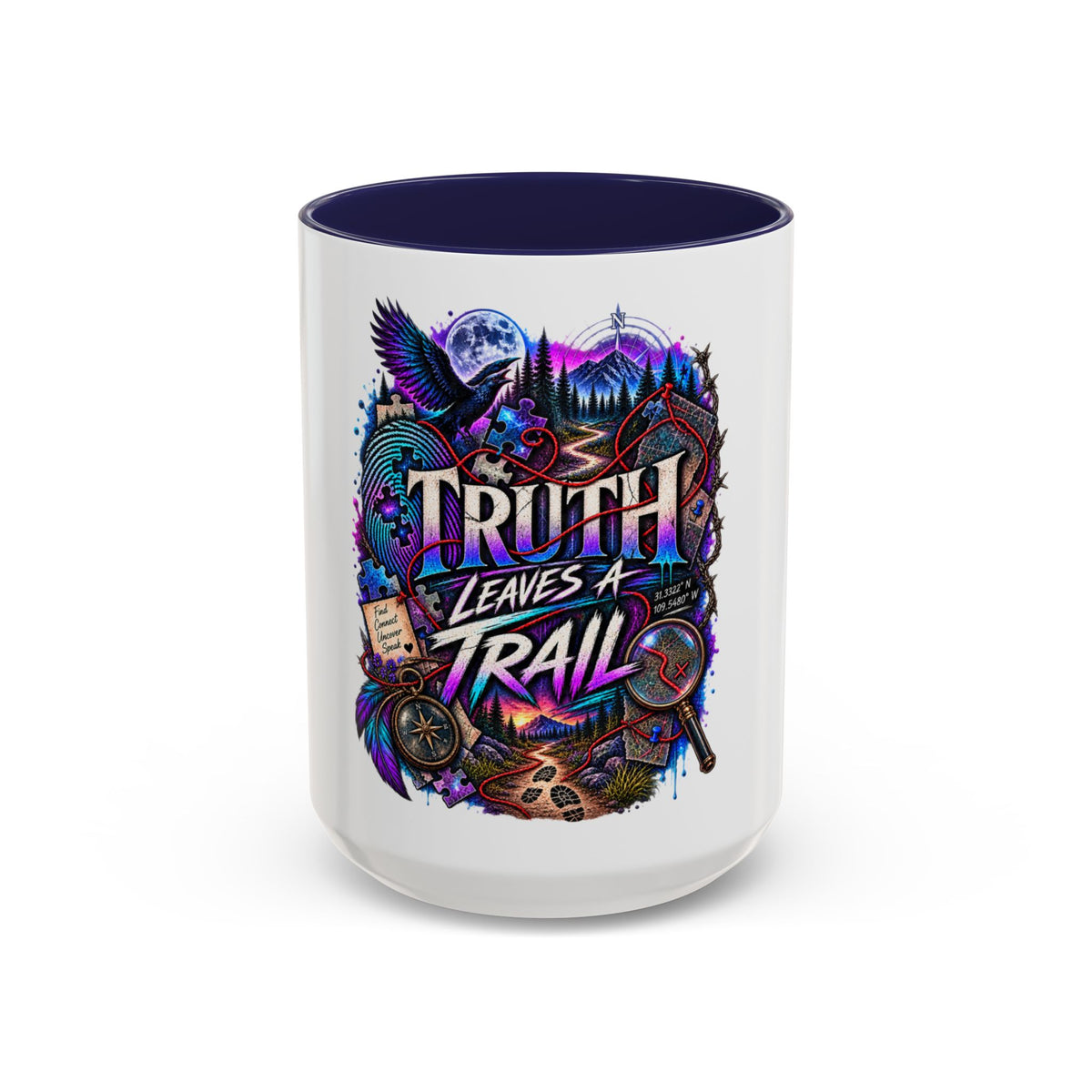Truth Leaves a Trail Coffee Mug — Mystery Detective Noir Design (11/15 oz)