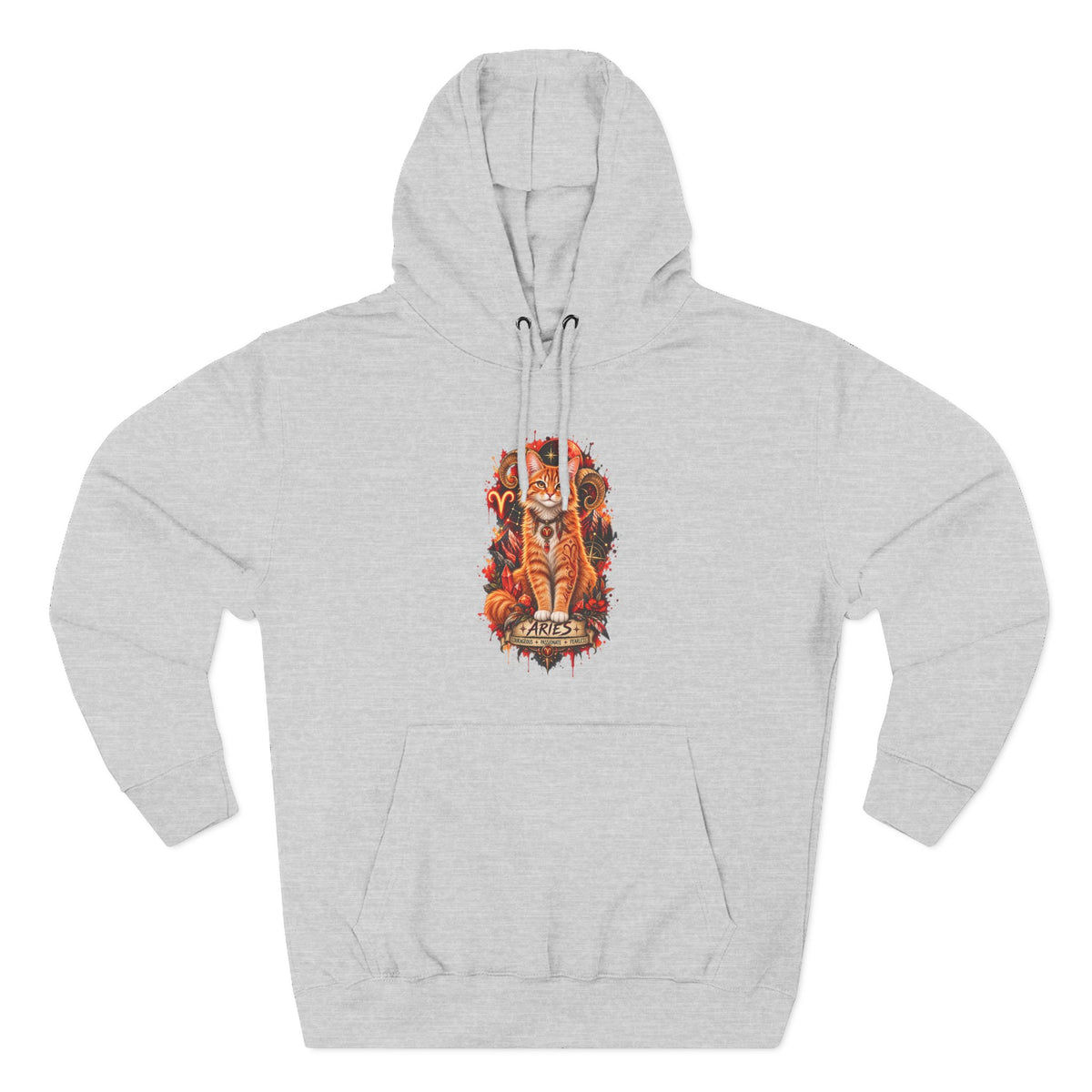 Aries Tabby Cat Zodiac Hoodie — Zodiac Constellation Graphic Fleece Pullover