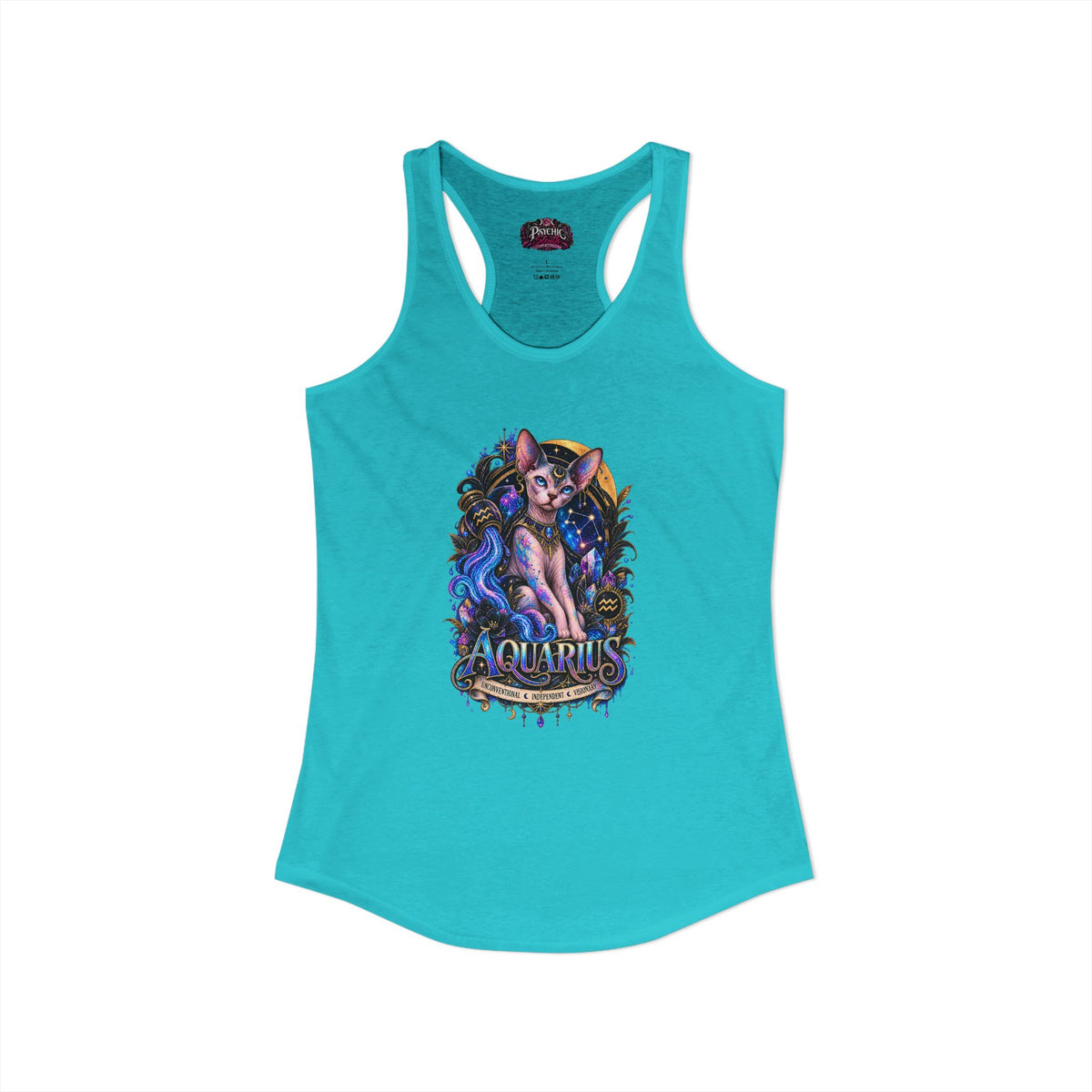 Aquarius Sphynx Cat Zodiac Tank- Celestial Astrology Cat Lover Tank