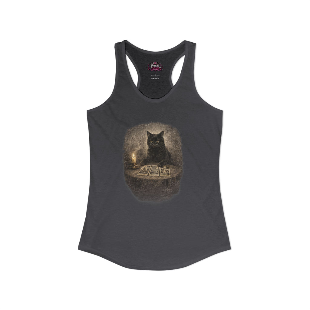 Black Cat reading Tarot Cards Tank
