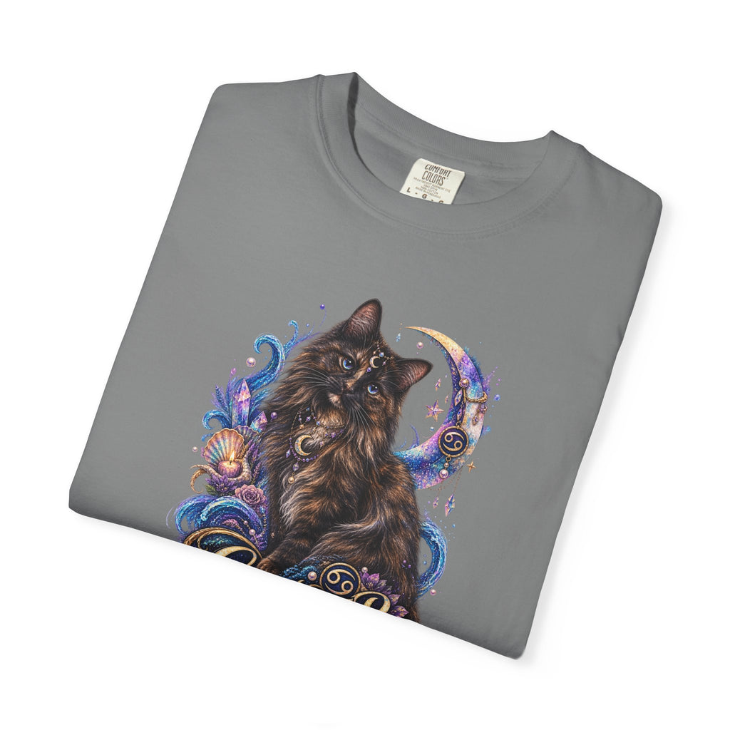 Cancer Zodiac T‑Shirt — Mystical Tortoiseshell   Cat Horoscope Design