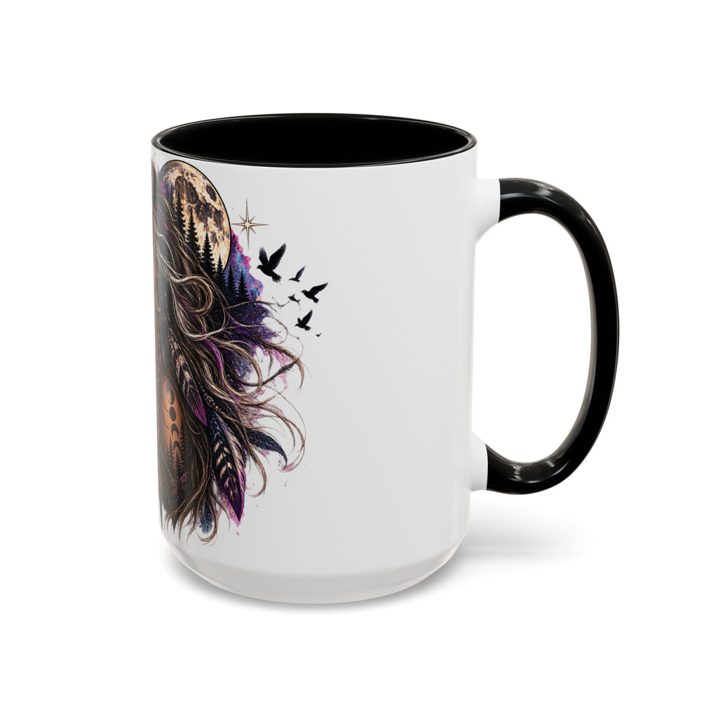 Feral Not Fragile Accent Coffee Mug — Wolf Goddess 11oz/15oz
