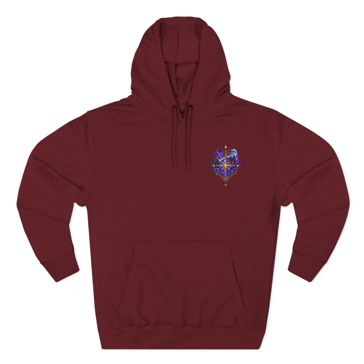 Guided by Light Bound toTruth Fleece Hoodie — Spiritual Galaxy Chest Emblem & Backscape Design
