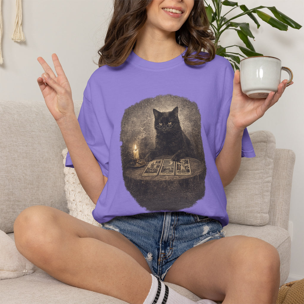 Tarot Cat T-Shirt — Black Cat Fortune Teller Graphic Tee