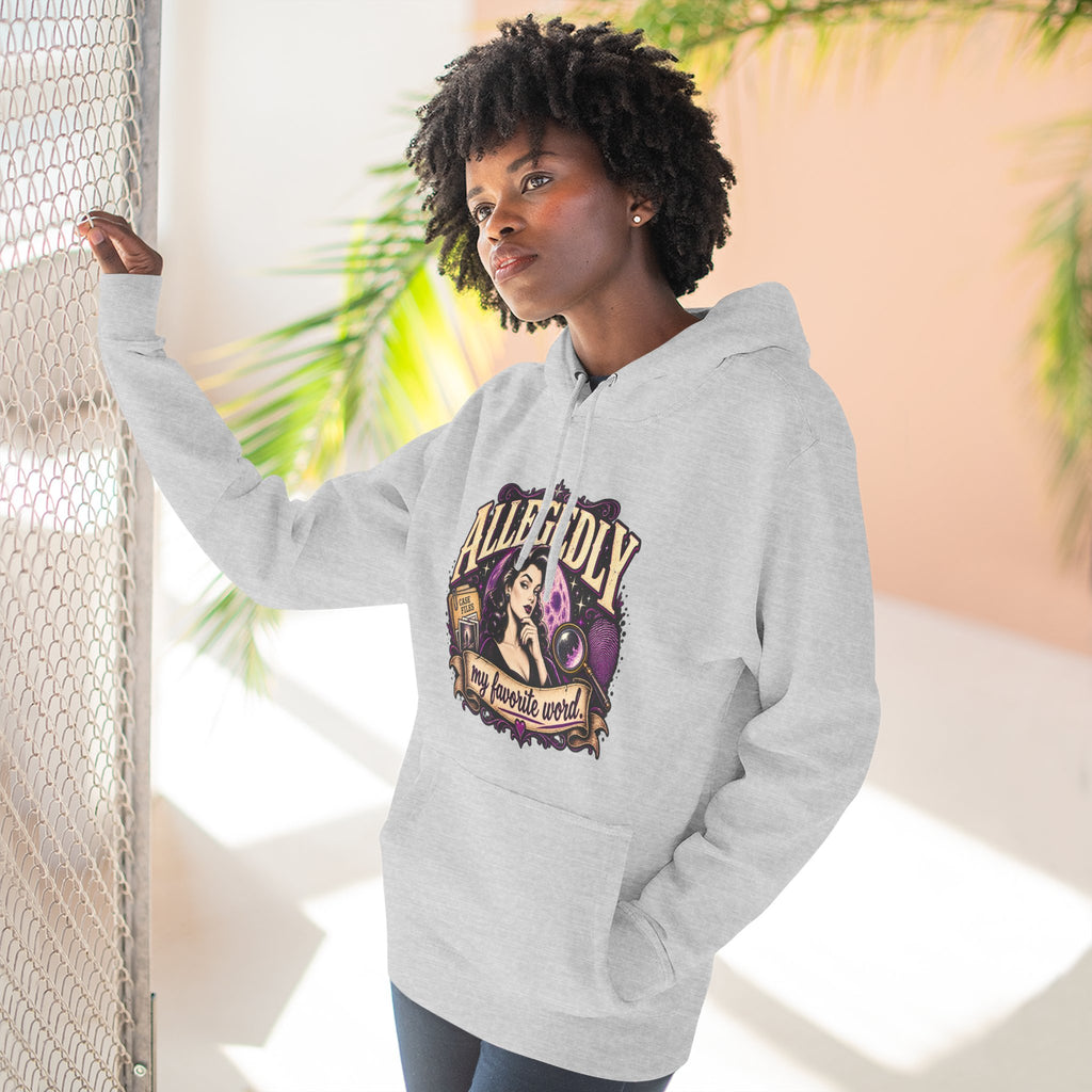 Hoodie — "Allegedly My Favorite Word" Retro Witch Graphic