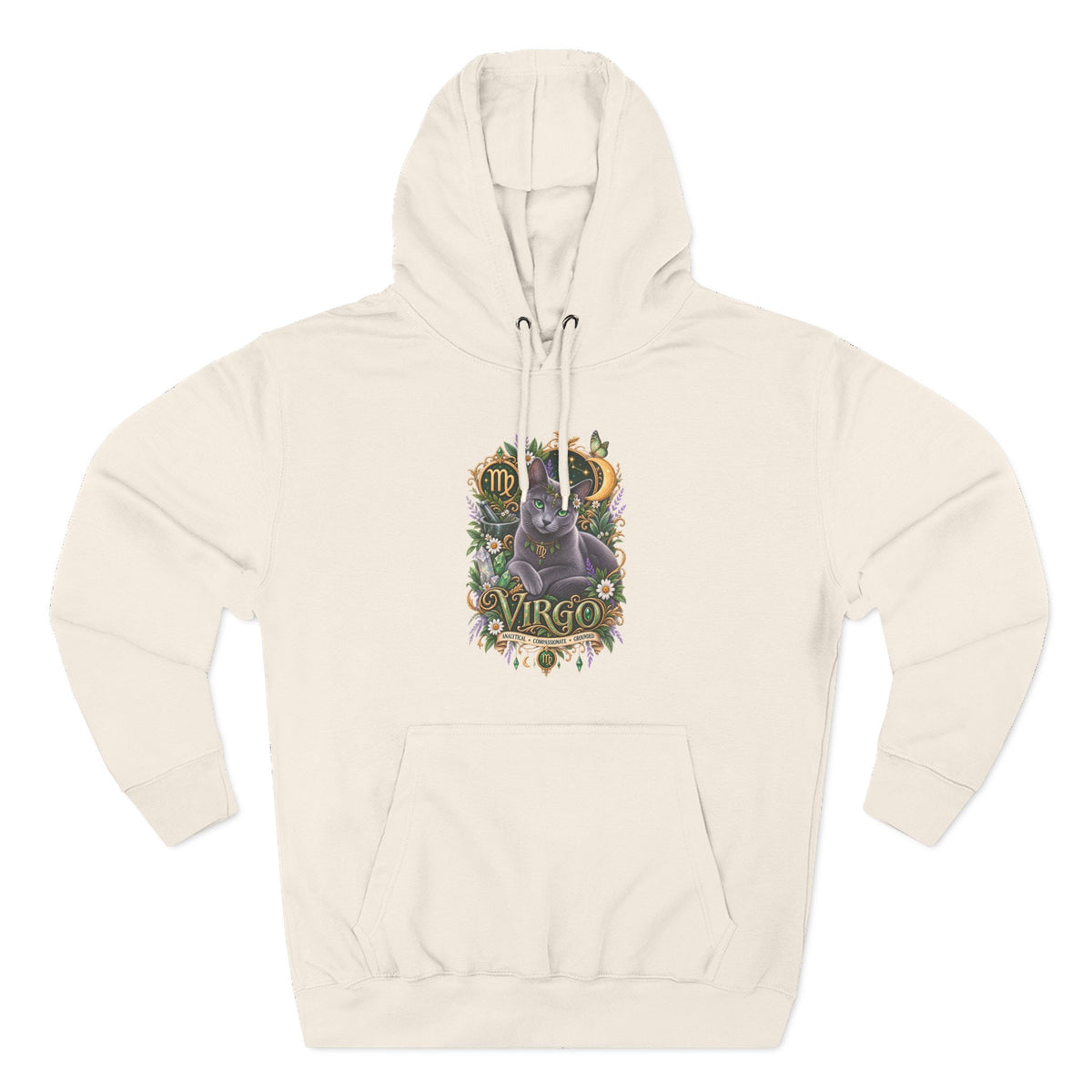 Virgo Russian Blue Cat Zodiac Hoodie — Astrological Virgo Horoscope Pullover