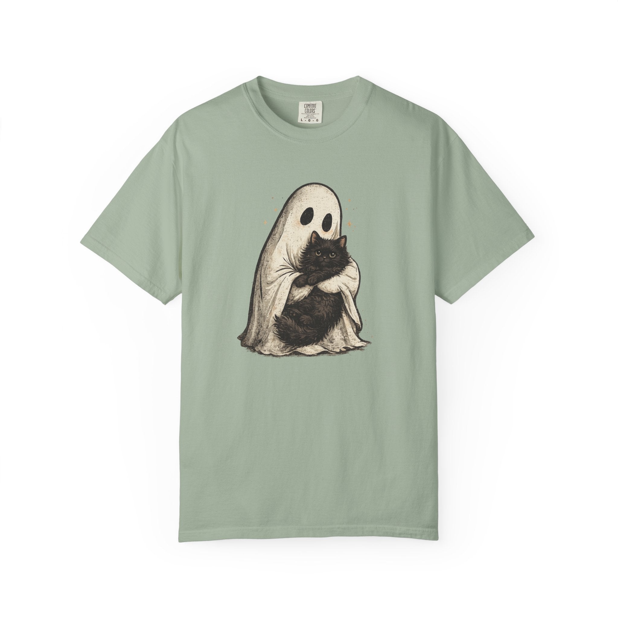 Ghost Hug T-Shirt — Cute Ghost Holding Cat Graphic Tee