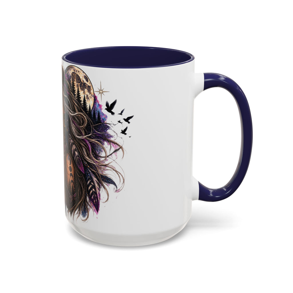 Feral Not Fragile Accent Coffee Mug — Wolf Goddess 11oz/15oz