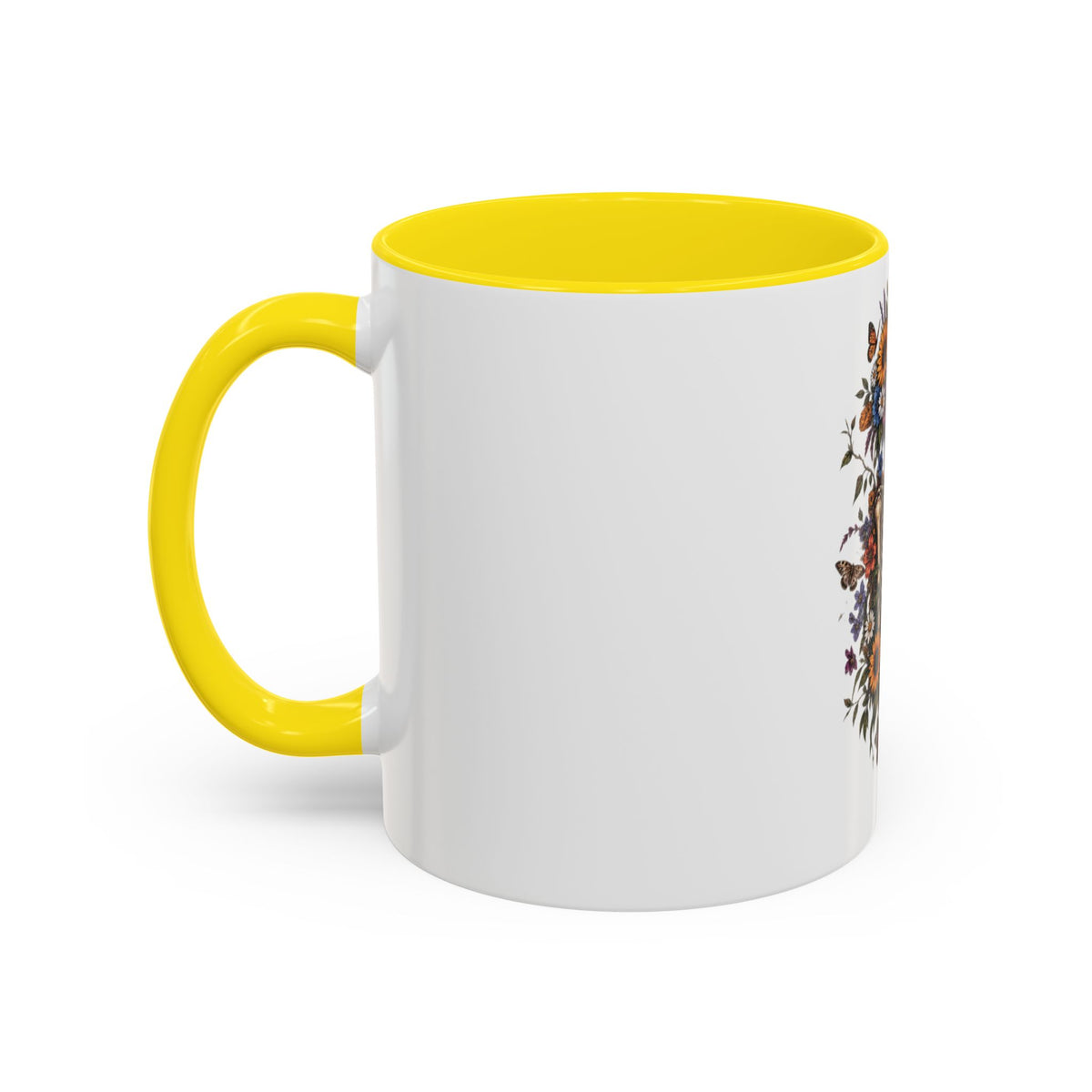 Skull & Moon Floral Coffee Mug — Gothic Botanical Accent Mug