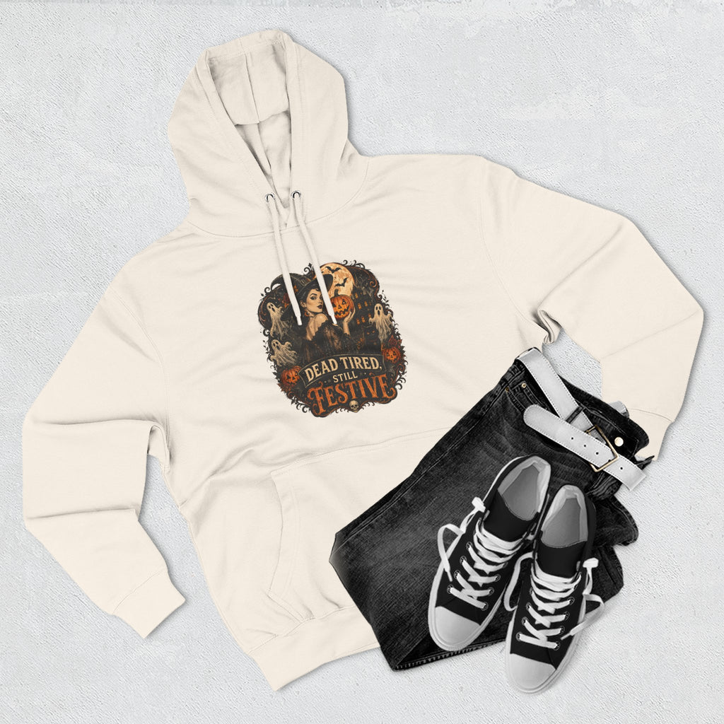 Dead Tired but Festive Hoodie — Funny Halloween Pullover