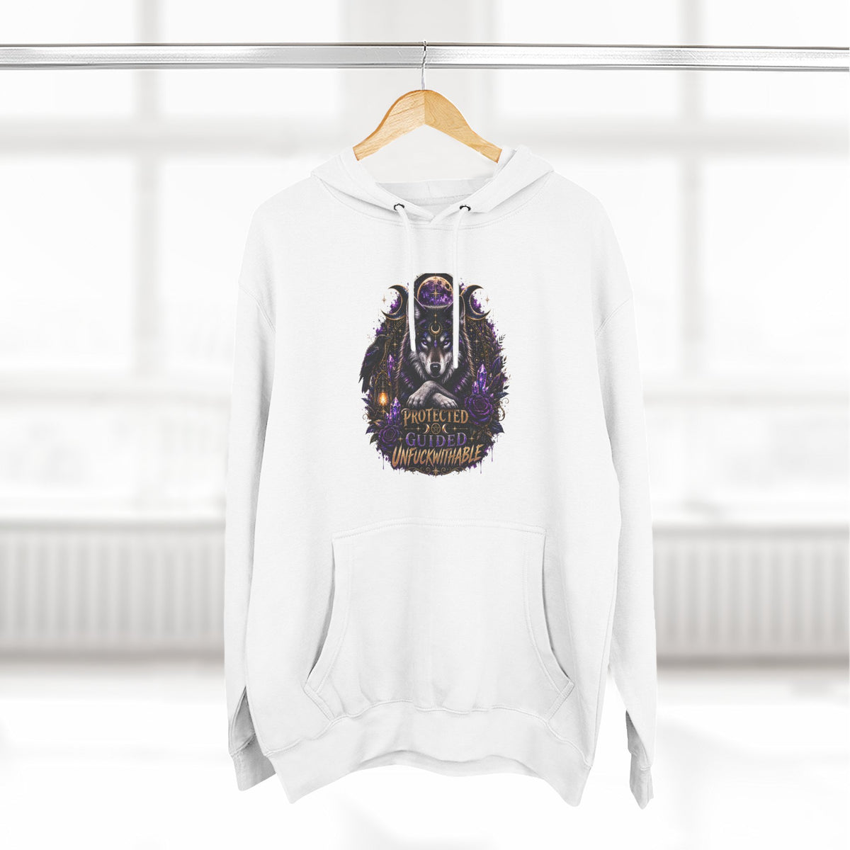 Guided, Protected Unfuckwithable Wolf Hoodie- Occult Graphic