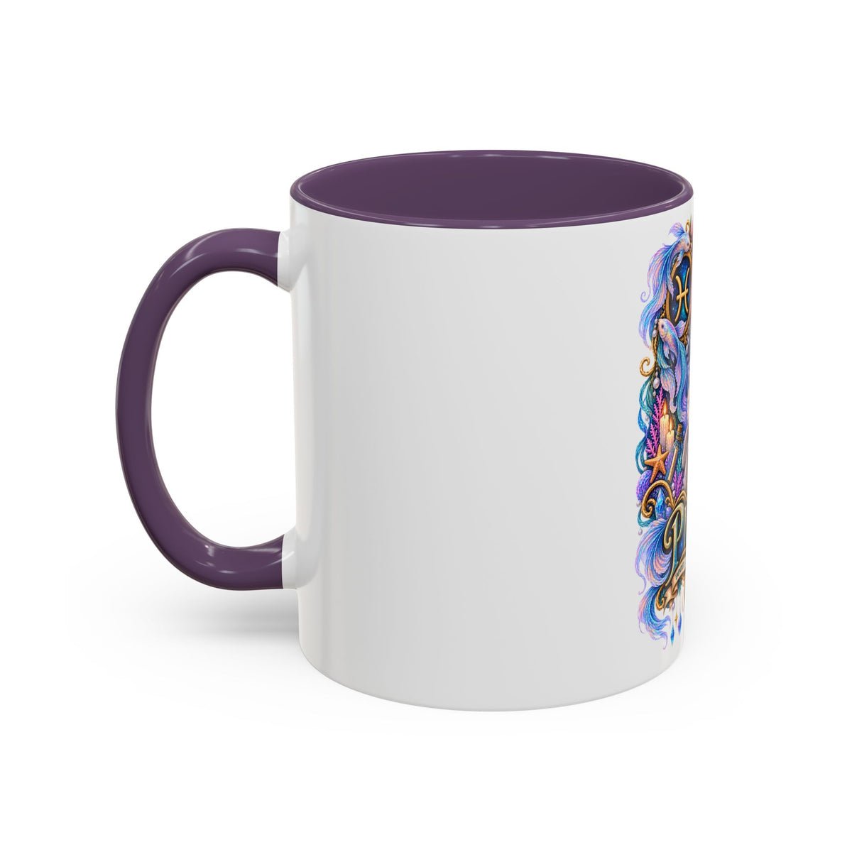 Pisces Devon Rex Cat Accent Coffee Mug — Zodiac Astrology Ceramic Mug (11/15oz)