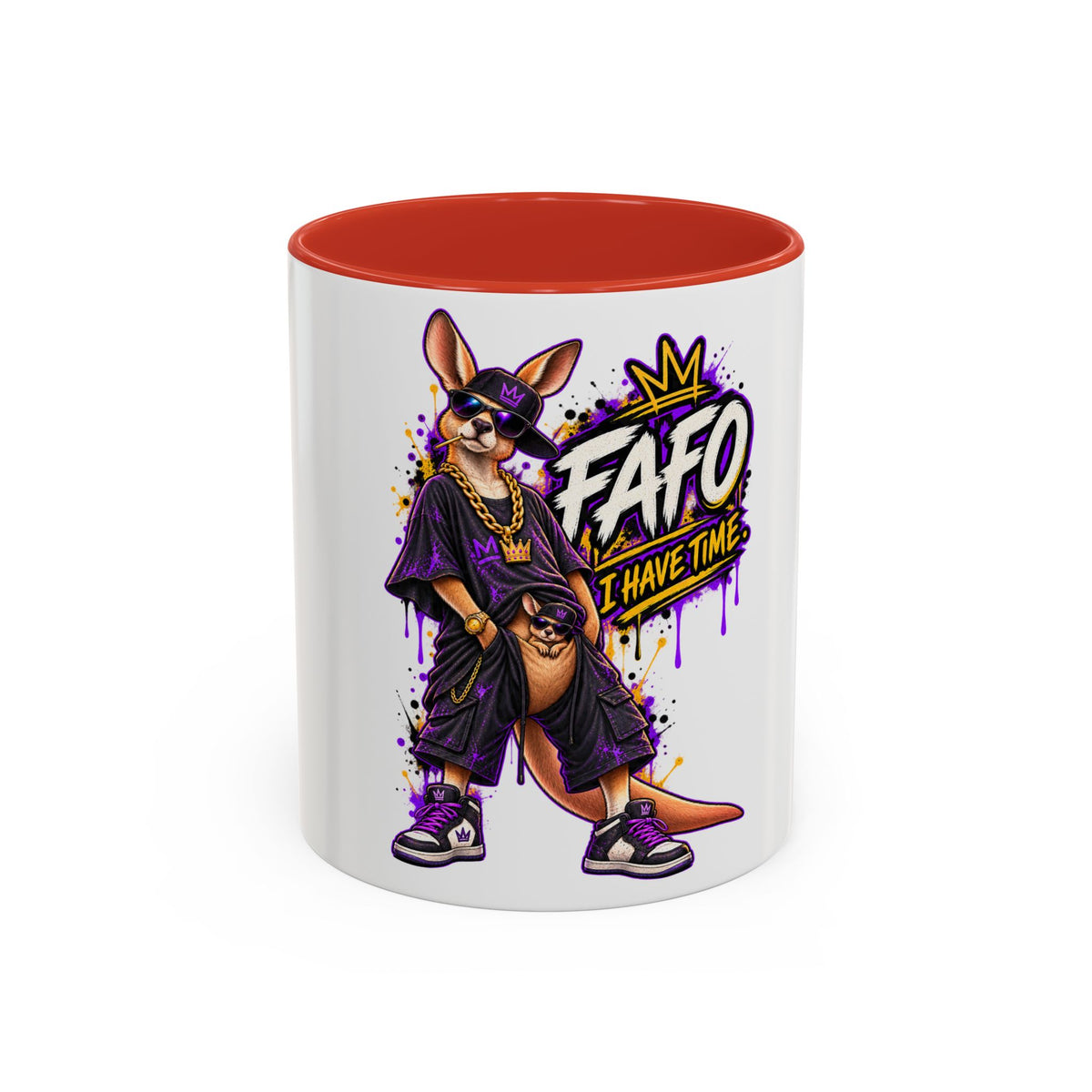 Kangaroo Streetwear Coffee Mug — "FAFO I Have Time" Accent Mug
