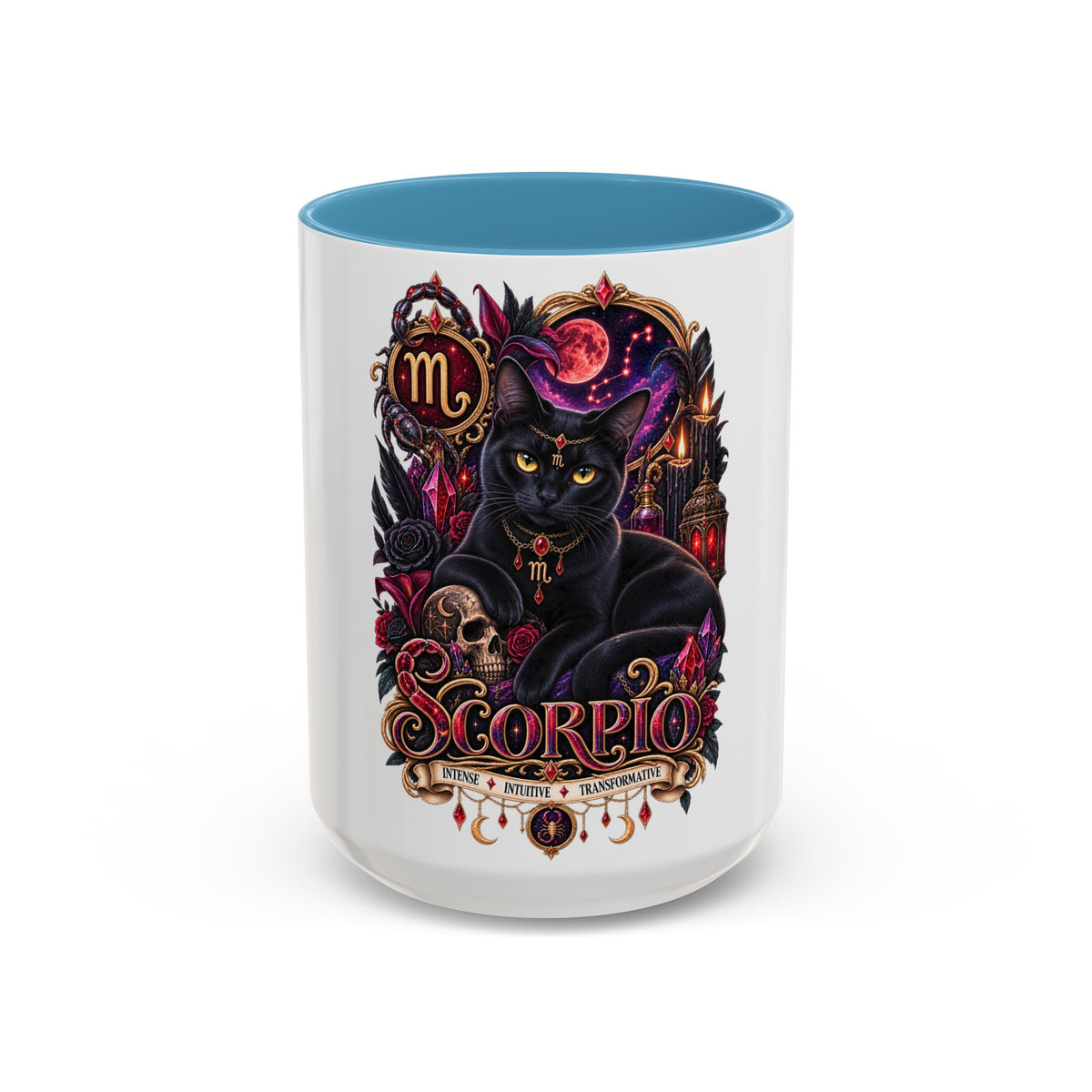 Scorpio Zodiac Black Cat Accent Coffee Mug – Astrology Gift (11oz & 15oz)