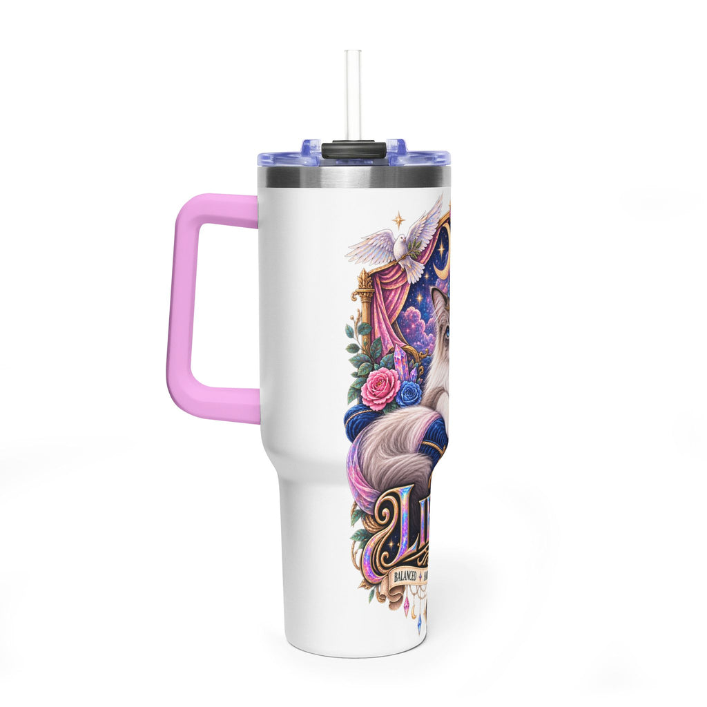Libra Persian Cat 40oz Vacuum Tumbler — Zodiac Thermal Travel Mug