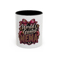 World's Greatest Mema Accent Coffee Mug – Leopard Pink Bow Gift for Grandma (11/15 oz)
