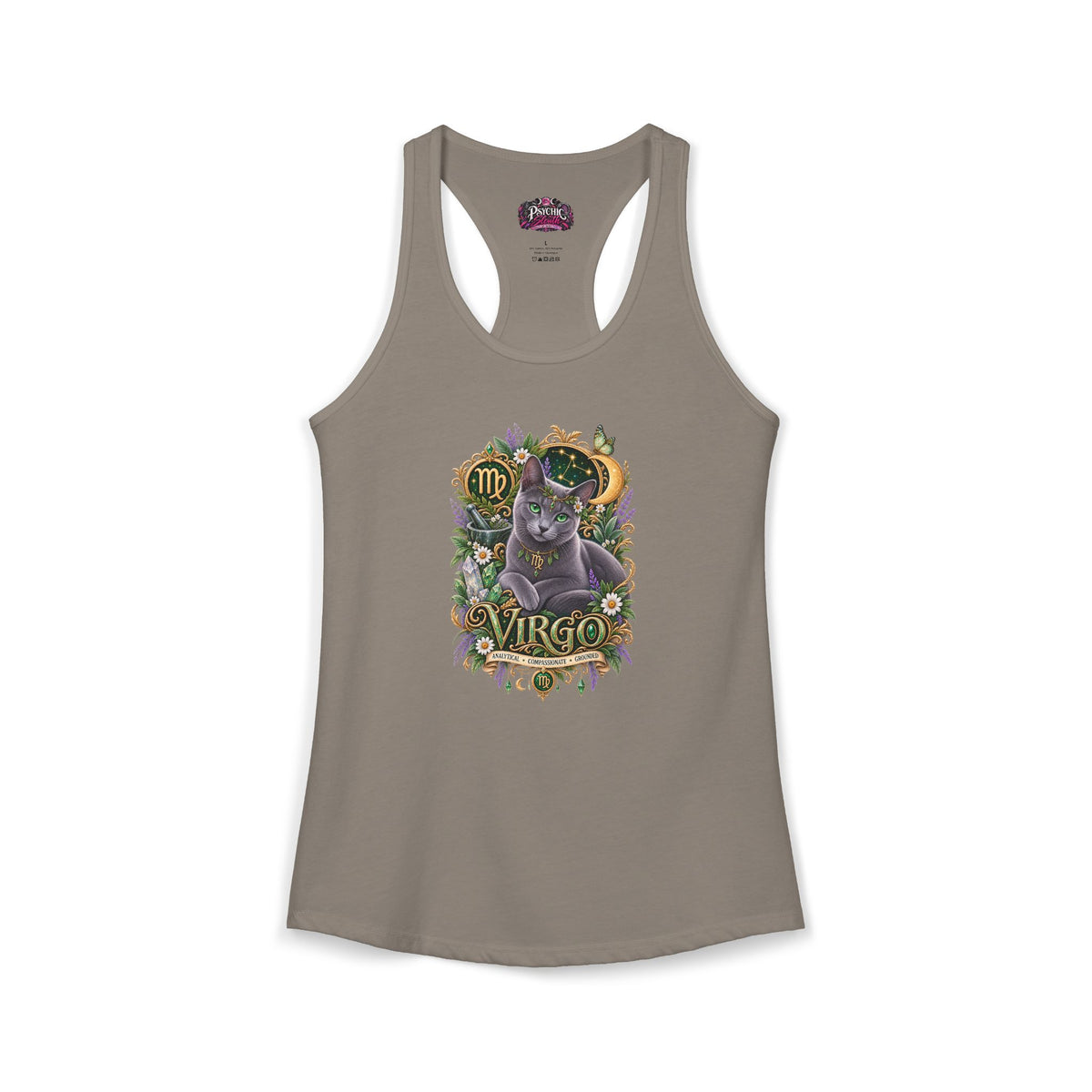 Virgo Russian Blue Zodiac Tank- Celestial Astrology Cat Lover Tank