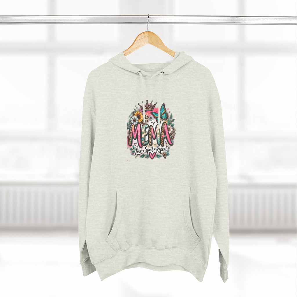 Mema Floral Hoodie — Cozy Fleece Pullover with Sunflower & Succulent Design