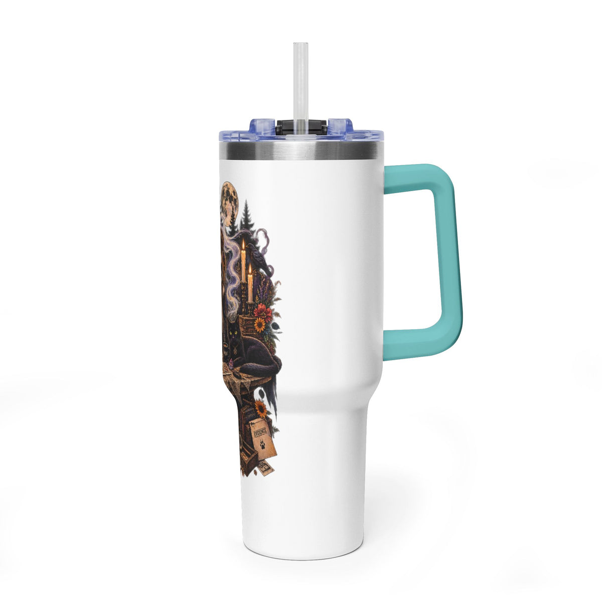 40oz Halloween Witch & Ghost Tumbler – Spooky Cottage Thermal Travel Mug
