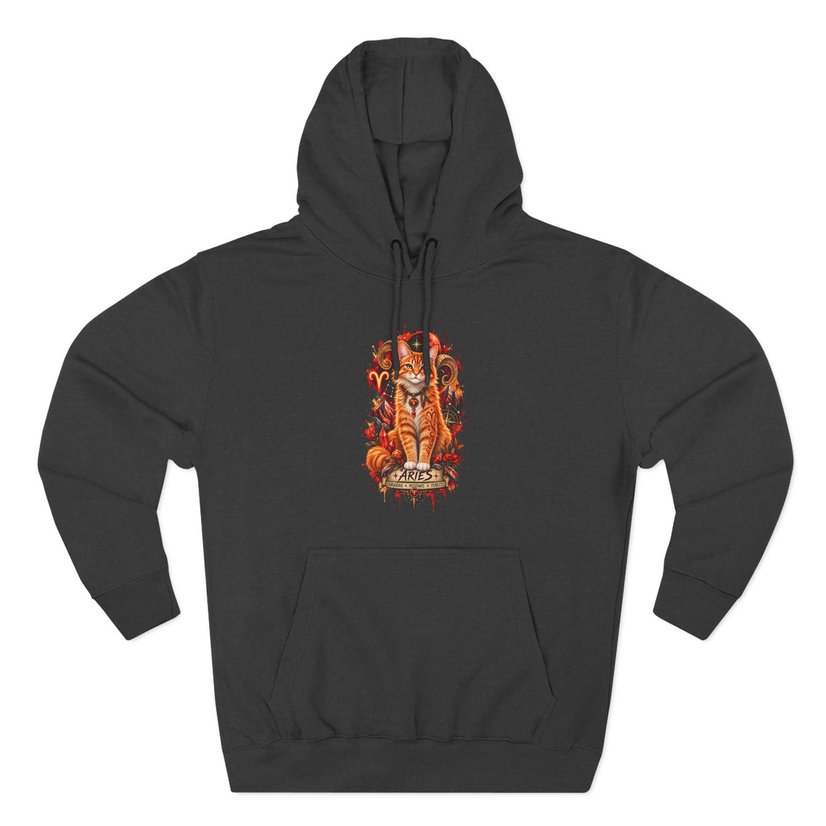 Aries Tabby Cat Zodiac Hoodie — Zodiac Constellation Graphic Fleece Pullover