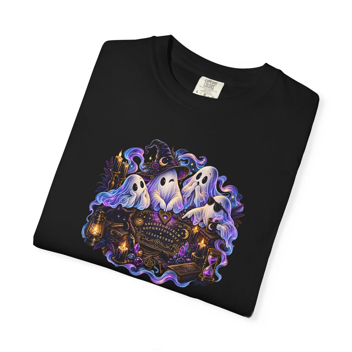 Halloween Ghost Crew T-Shirt — Spooky Night Pumpkin & Bats Graphic Tee