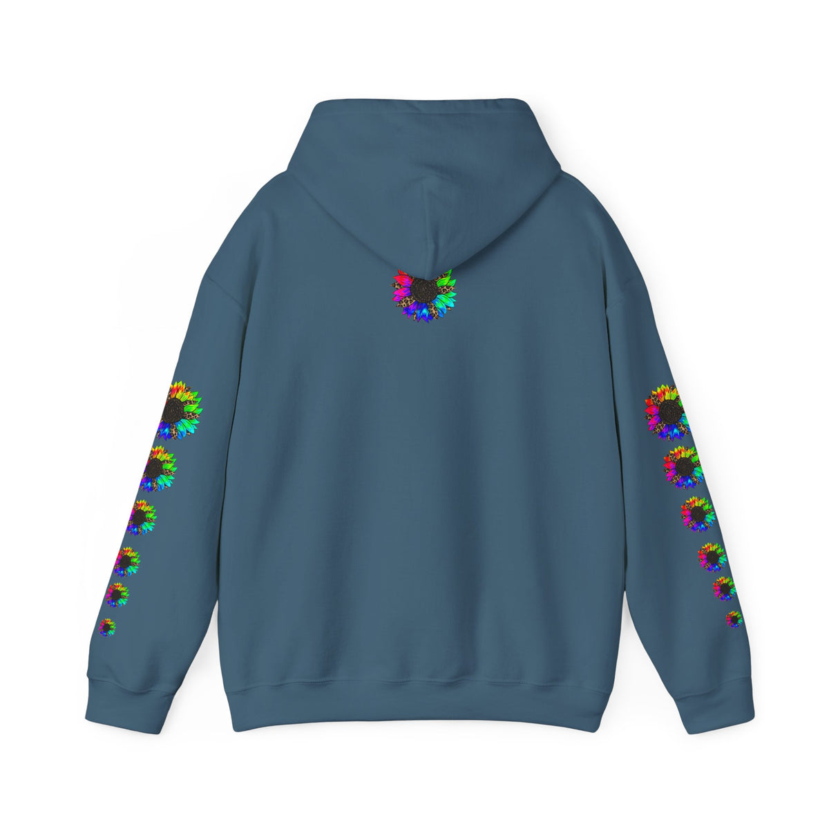 Inspirational Floral Hoodie – "Your Smile is Kind & Beautiful" Rainbow Sunflower Cozy Pullover