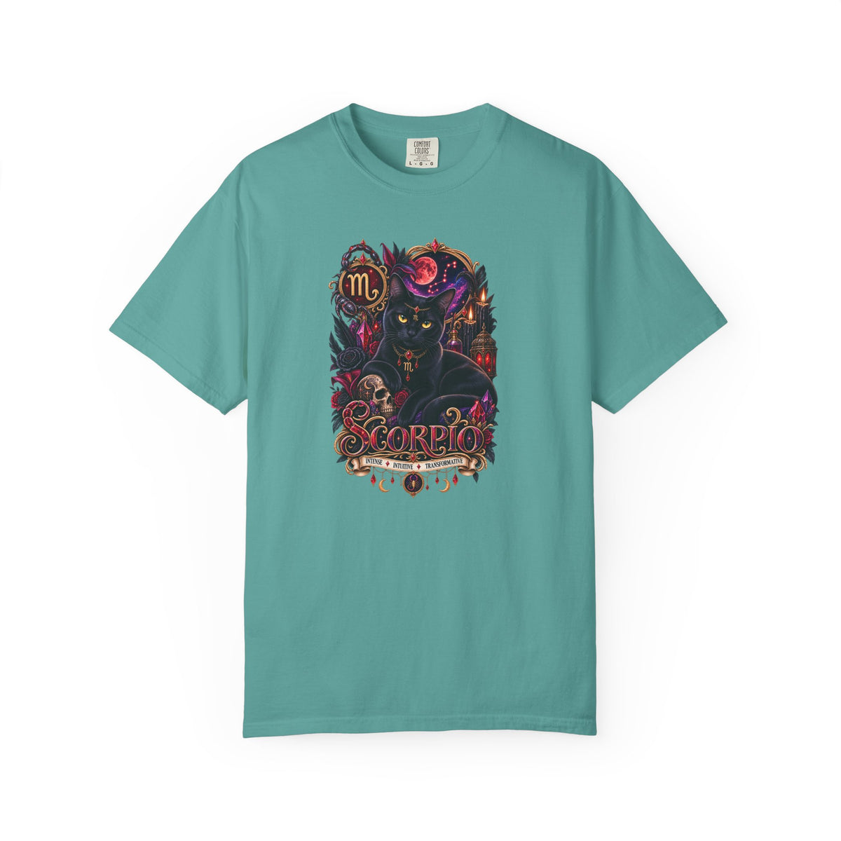 Scorpio Black Cat Zodiac T-Shirt — Dark Mystical Scorpio Graphic Tee