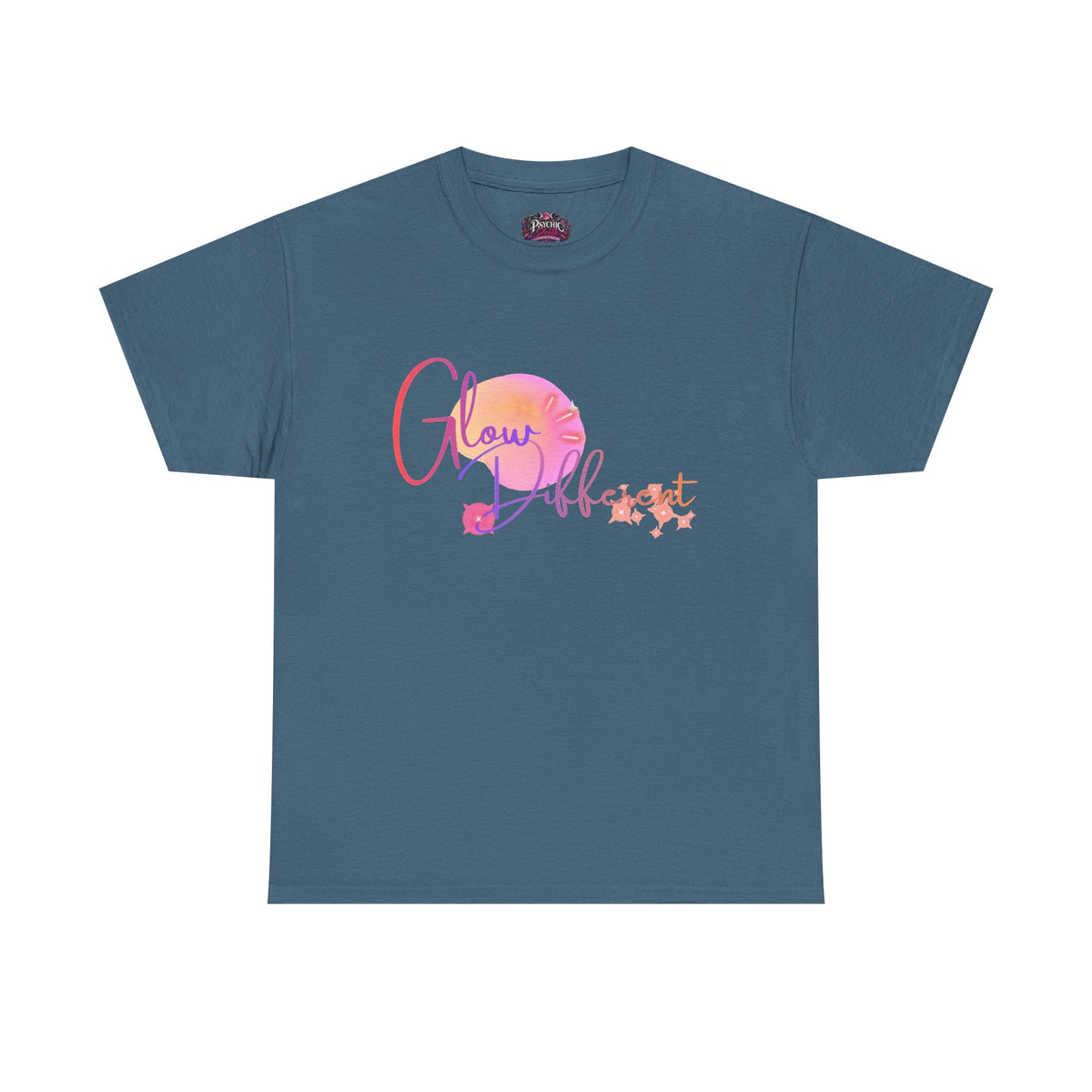 Glow Different Tee — Inspirational Pastel Script Graphic T-Shirt