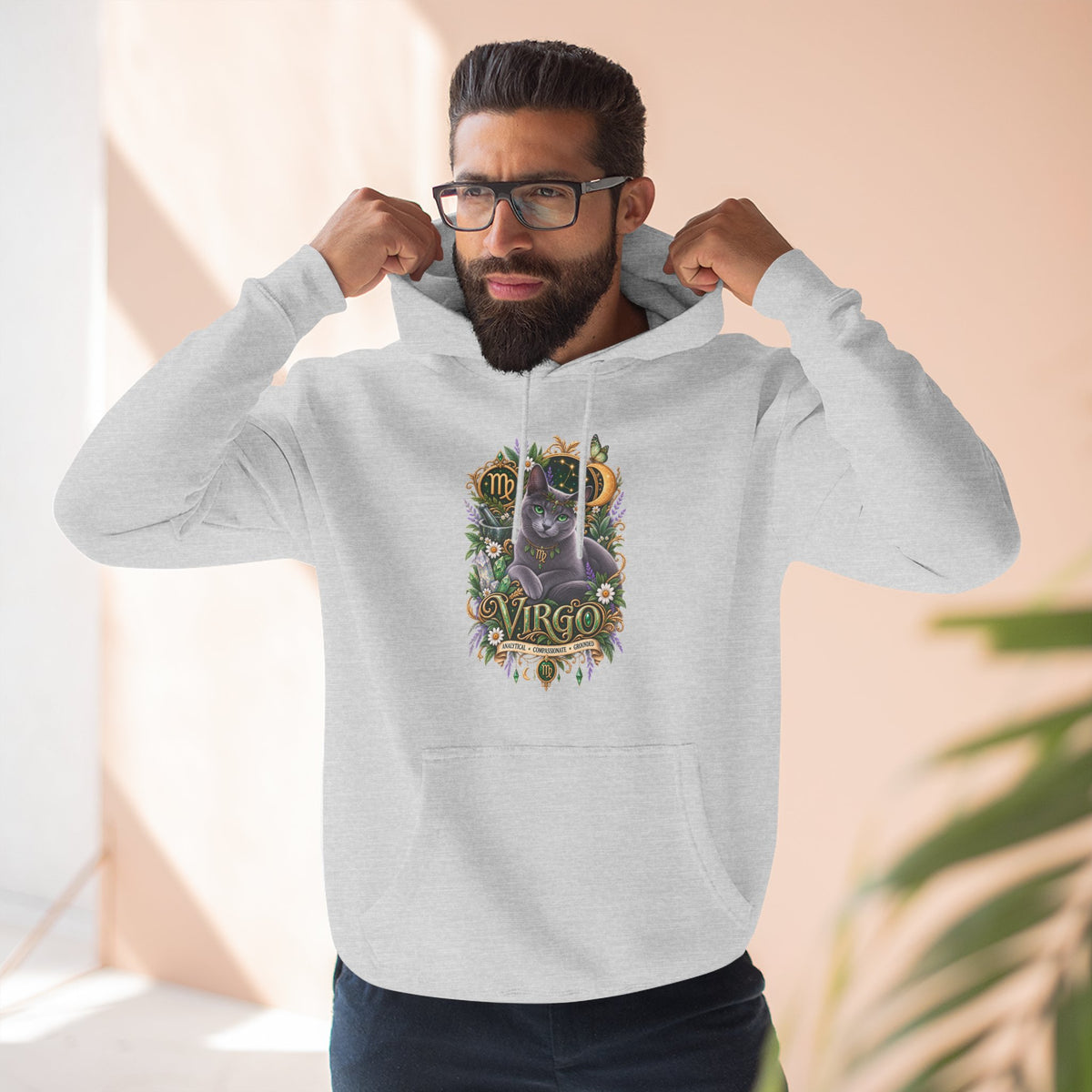 Virgo Russian Blue Cat Zodiac Hoodie — Astrological Virgo Horoscope Pullover