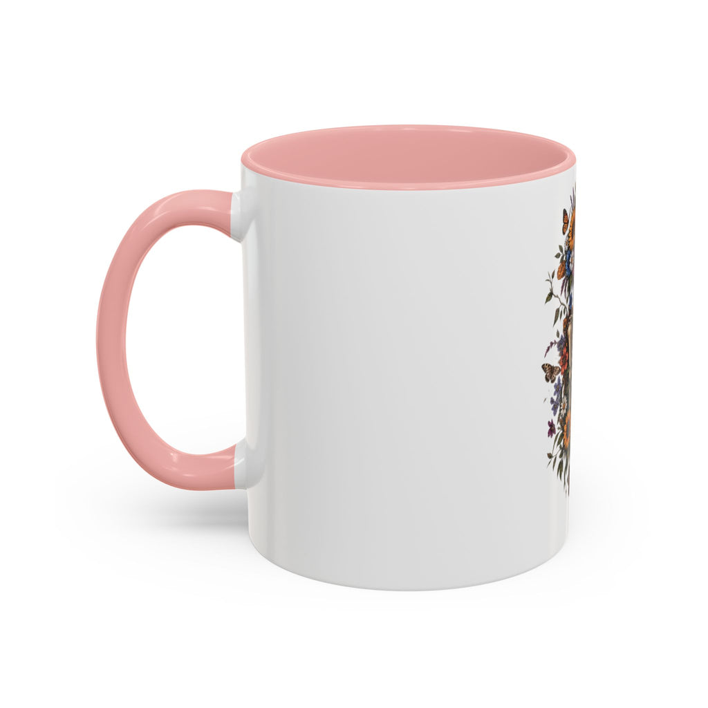 Skull & Moon Floral Coffee Mug — Gothic Botanical Accent Mug
