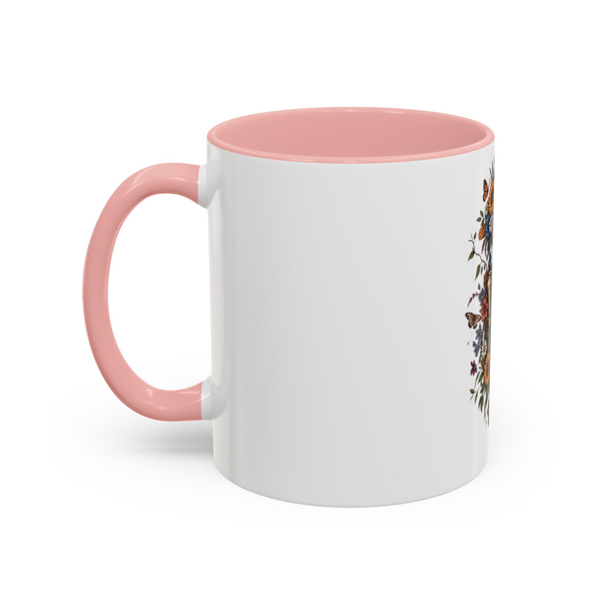 Skull & Moon Floral Coffee Mug — Gothic Botanical Accent Mug