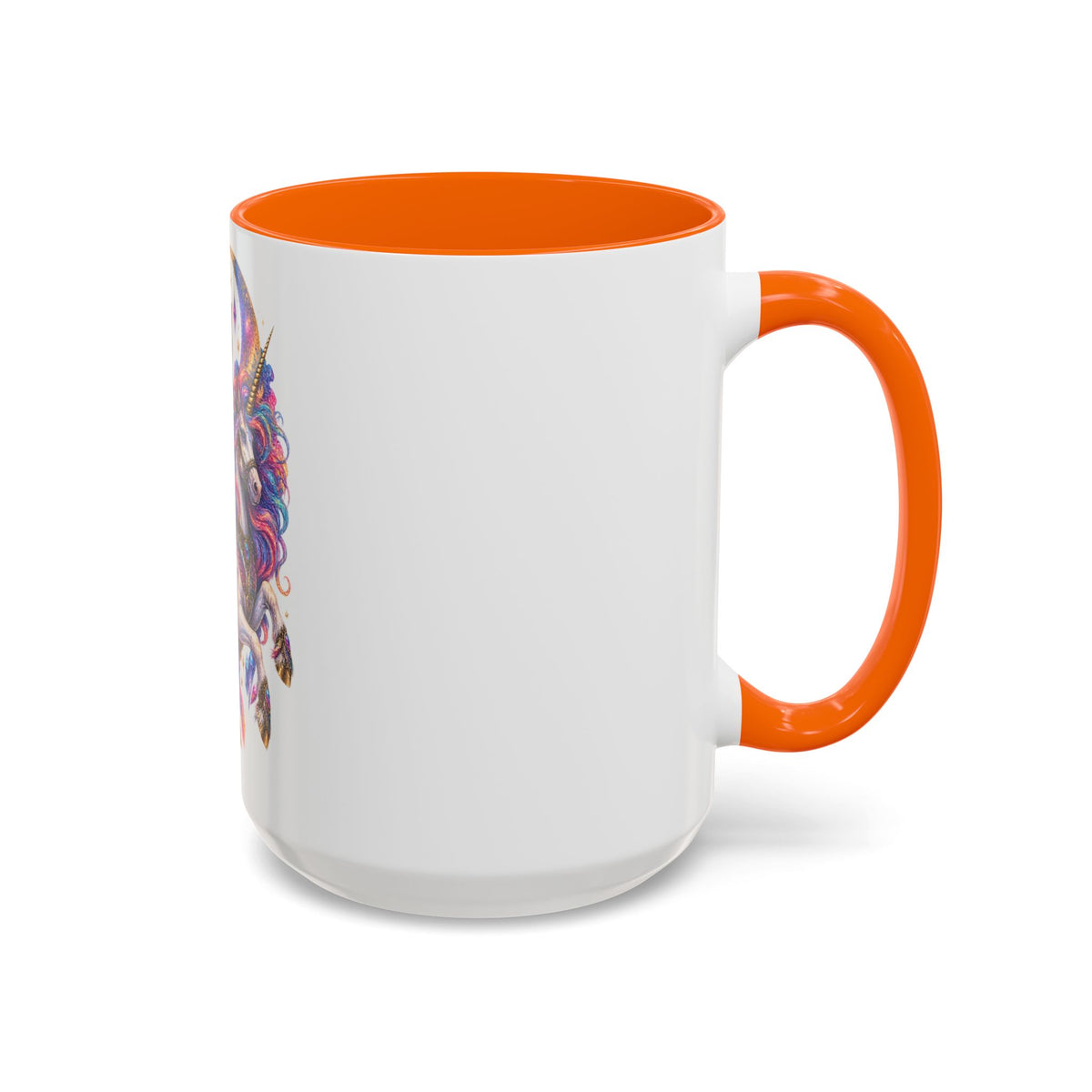 Magical Cat Knight on Unicorn Accent Coffee Mug — Colorful Fantasy 11/15oz