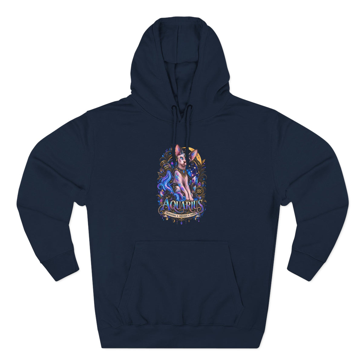 Aquarius Sphynx Cat Zodiac Hoodie- Celestial Astrology Cat Lover Sweatshirt